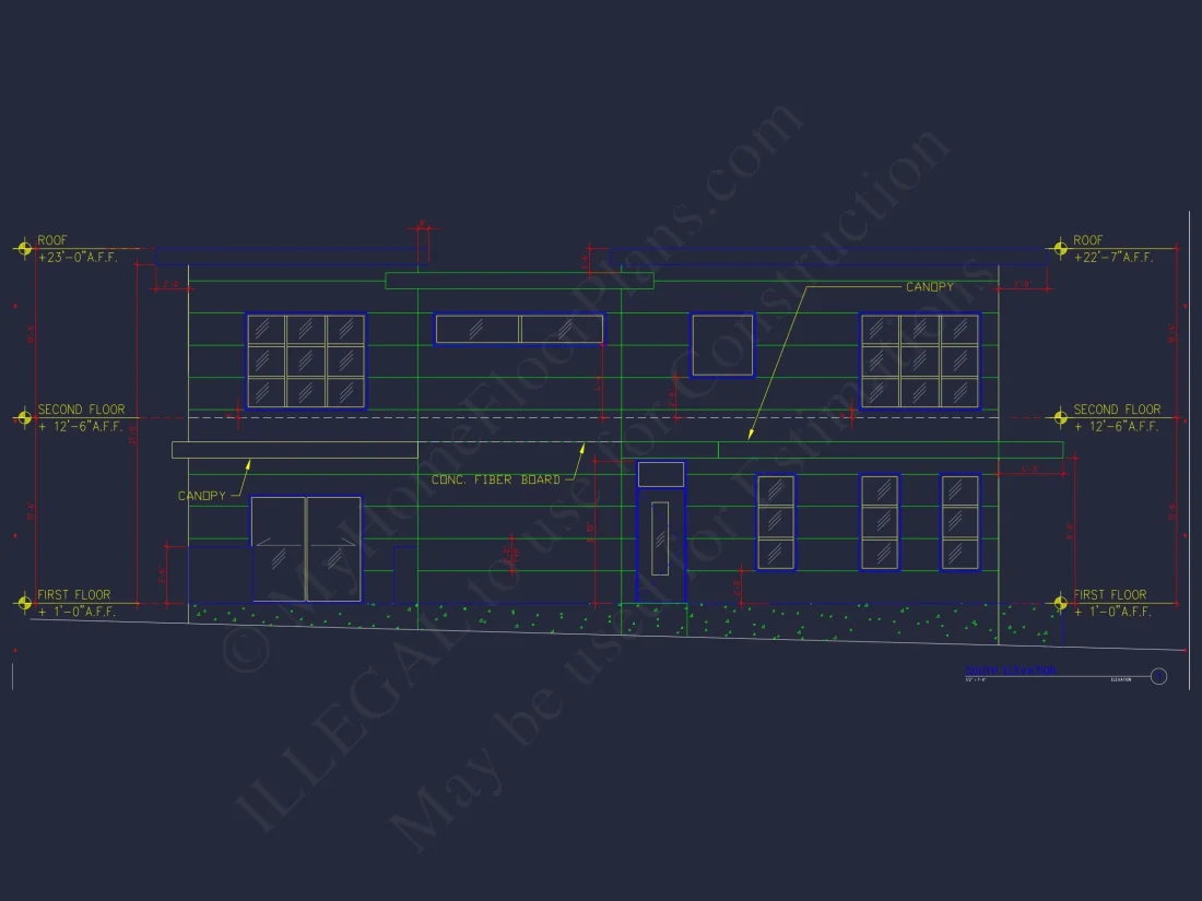 Modern 2-Story house Plan with CAD Blueprint Designs