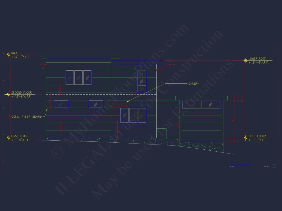 Modern 2-Story house Plan with CAD Blueprint Designs