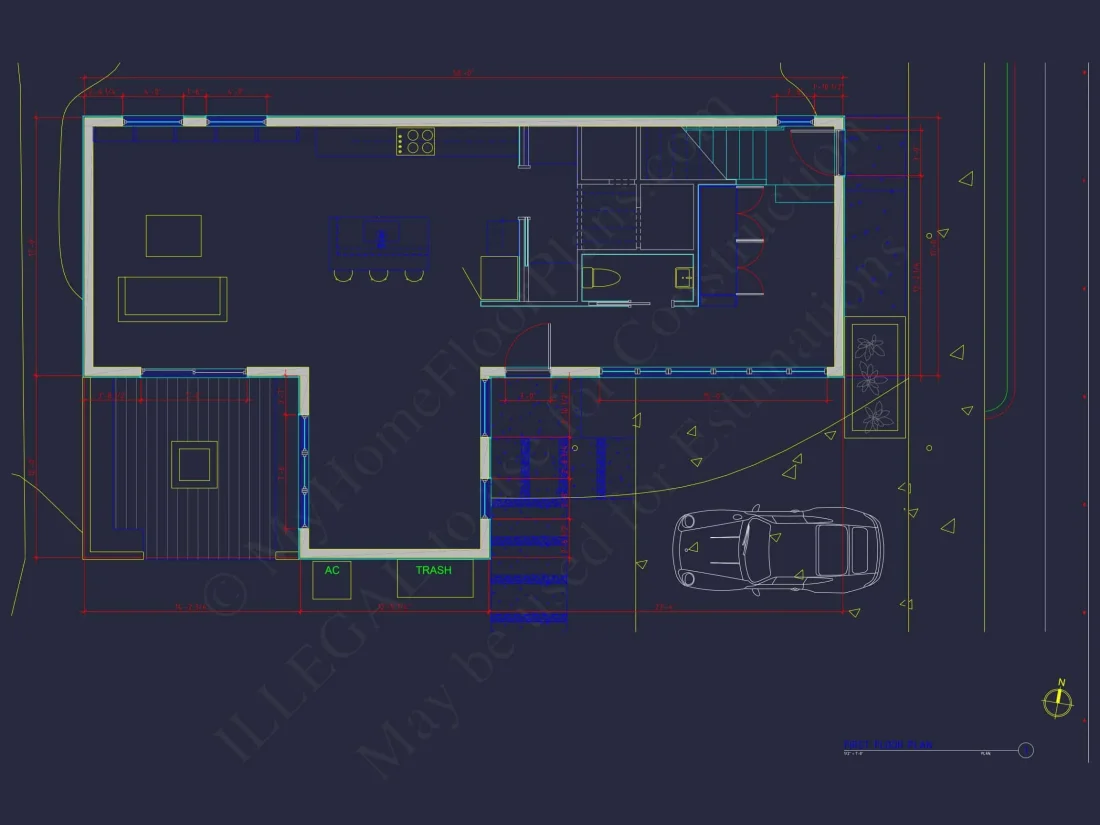 Contemporary house Floor Plan with Open Layout & CAD Designs