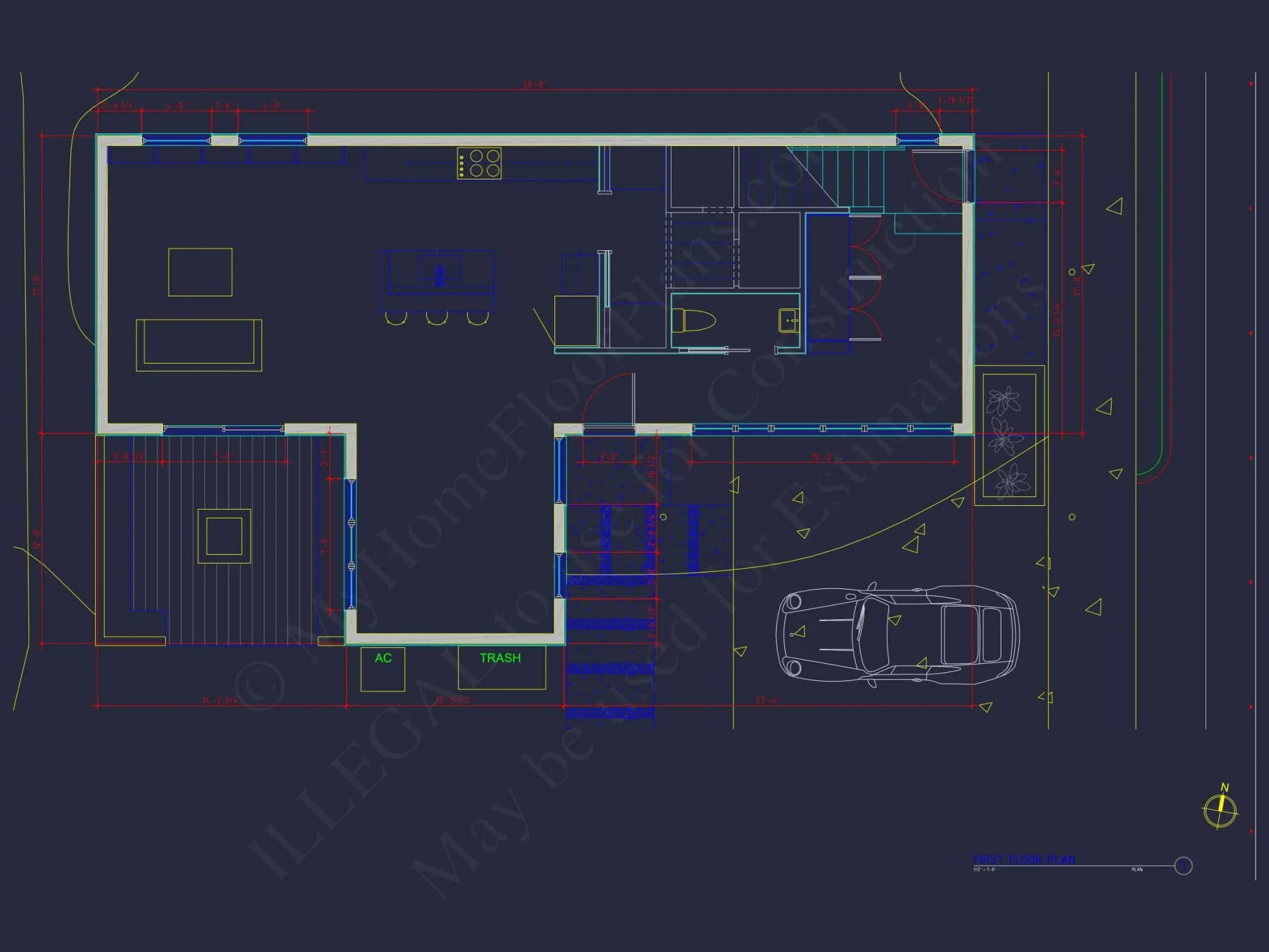 Contemporary house Floor Plan with Open Layout & CAD Designs