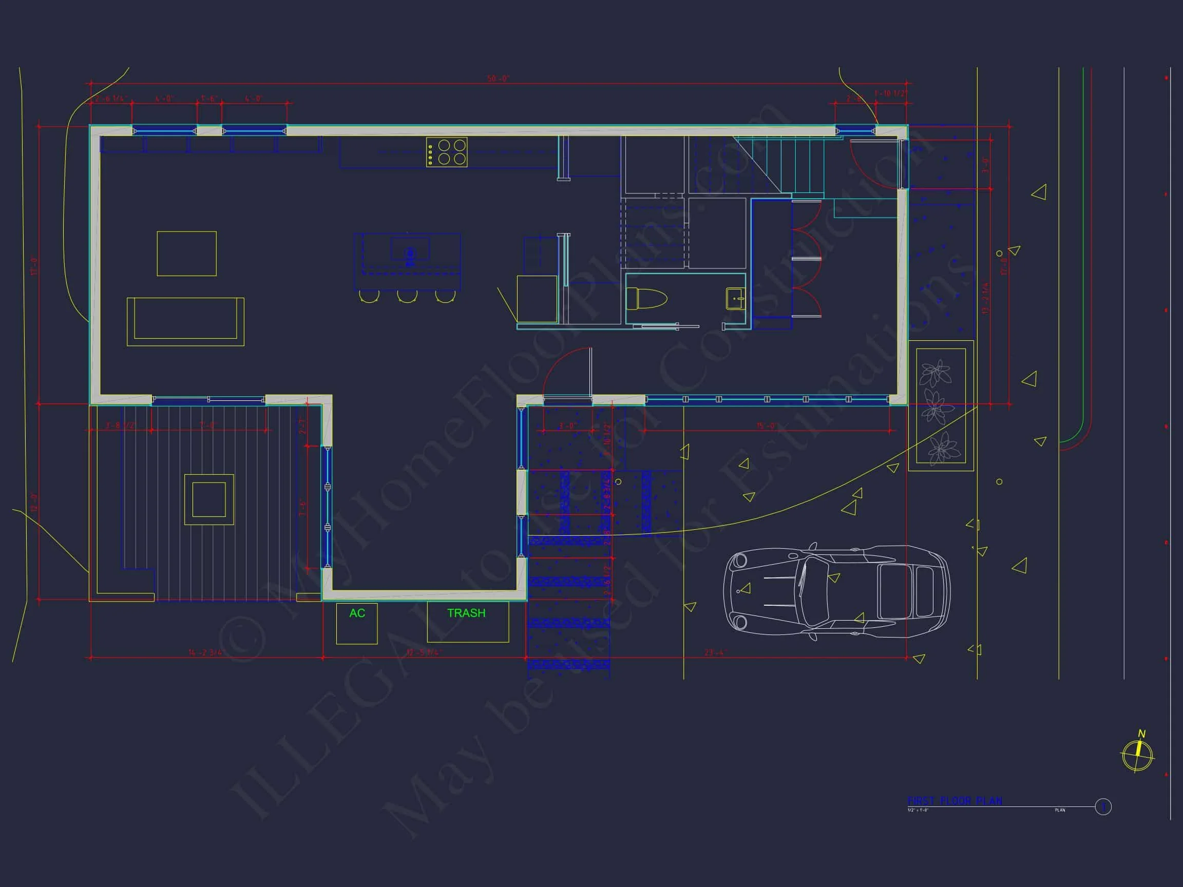 Contemporary house Floor Plan with Open Layout & CAD Designs
