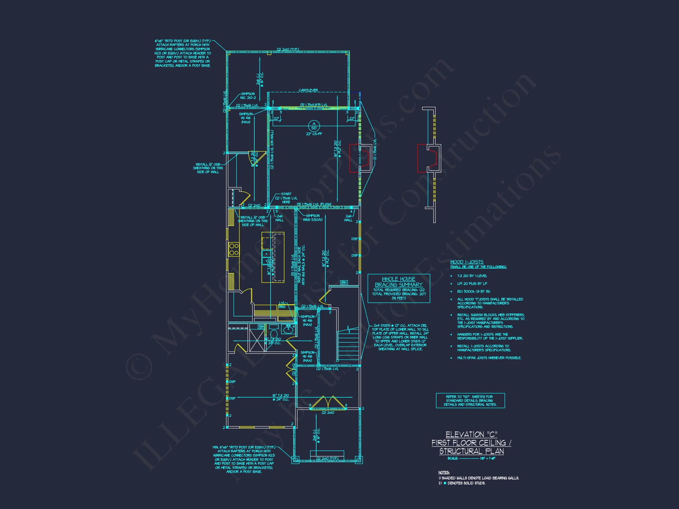 Traditional Craftsman house Plan with Detailed CAD Floor Designs
