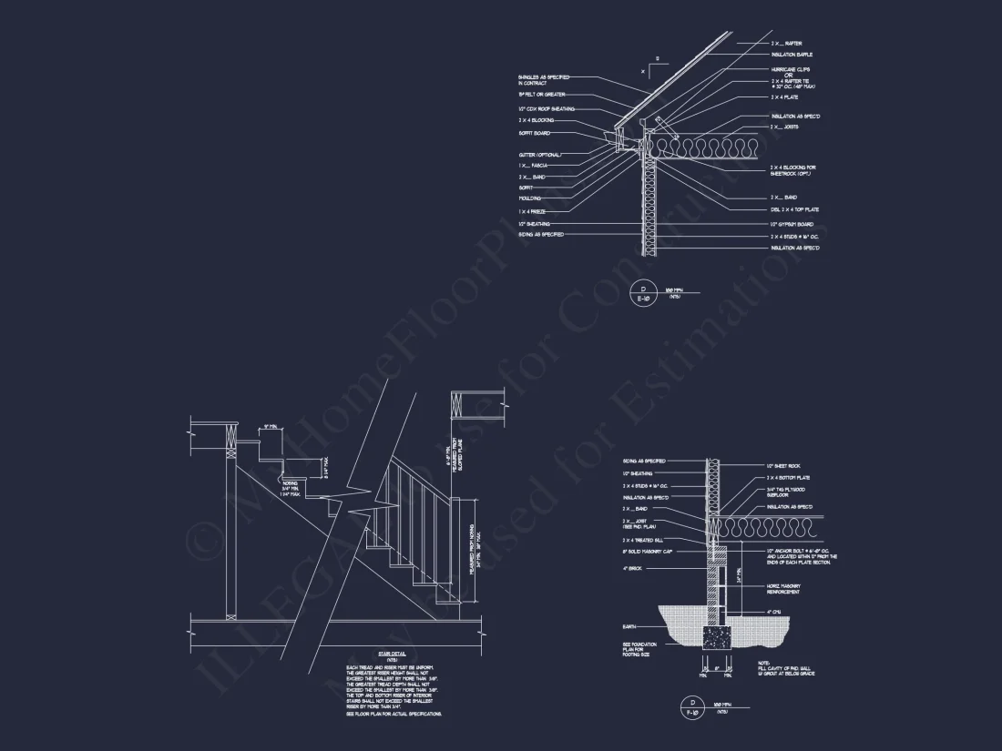 Traditional Craftsman house Plan with Detailed CAD Floor Designs