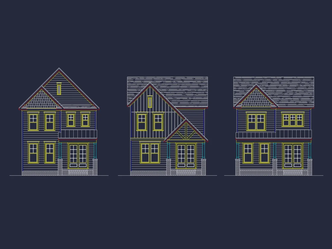 Traditional Craftsman house Plan with Detailed CAD Floor Designs
