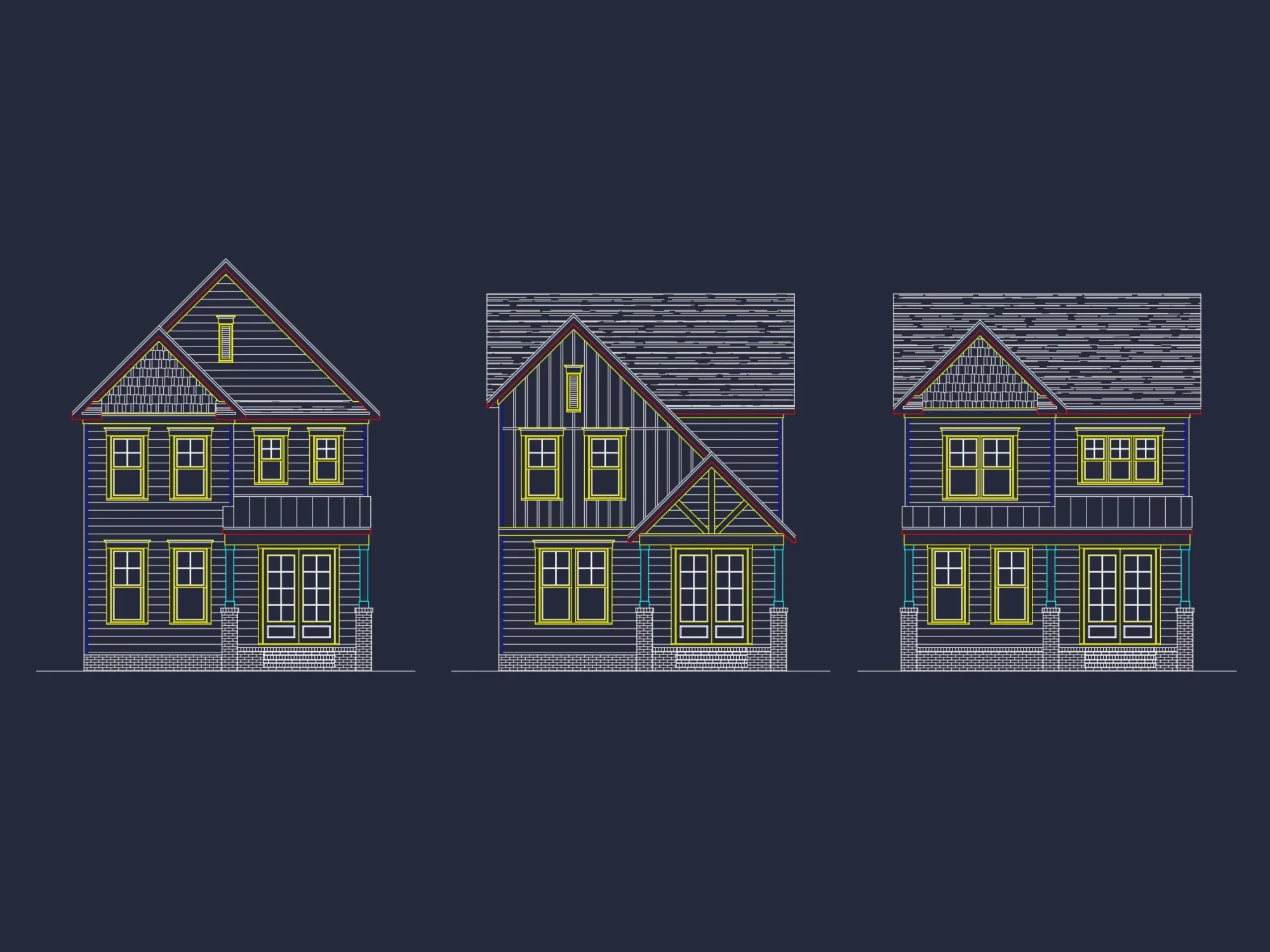 Traditional Craftsman house Plan with Detailed CAD Floor Designs