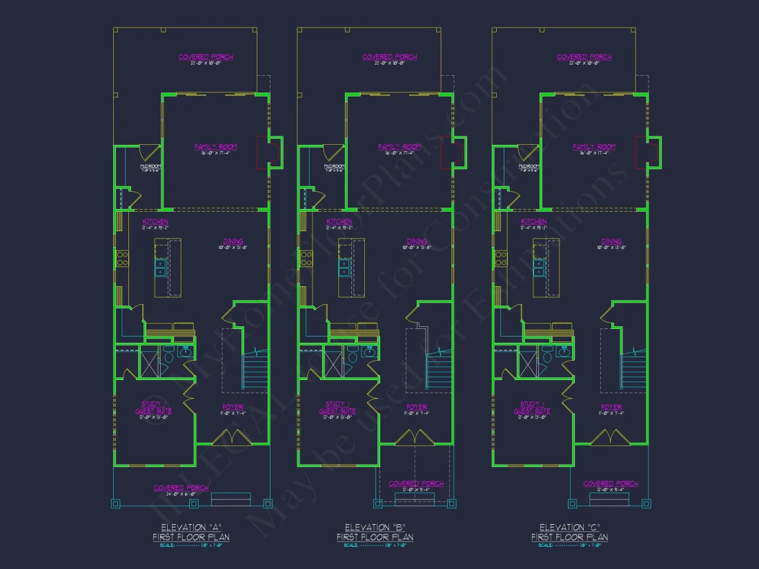 Traditional Craftsman house Plan with Detailed CAD Floor Designs