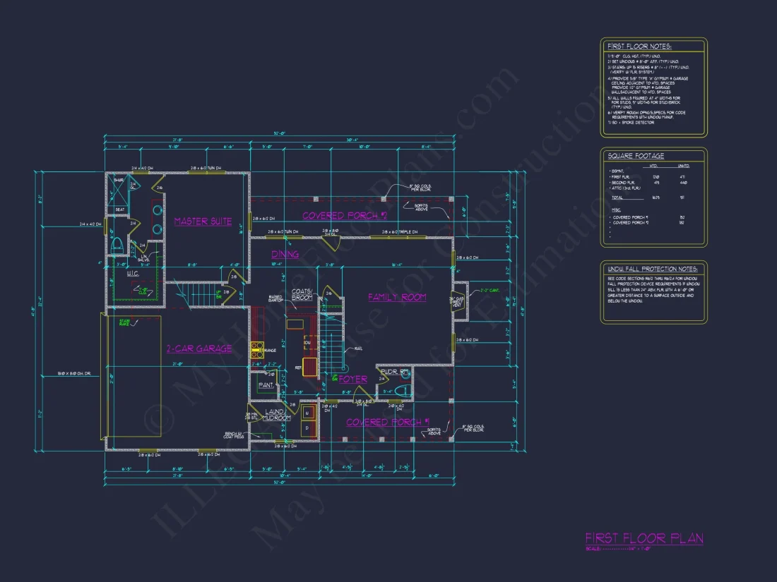Colonial Farmhouse house Design with CAD Floor Plan Blueprints