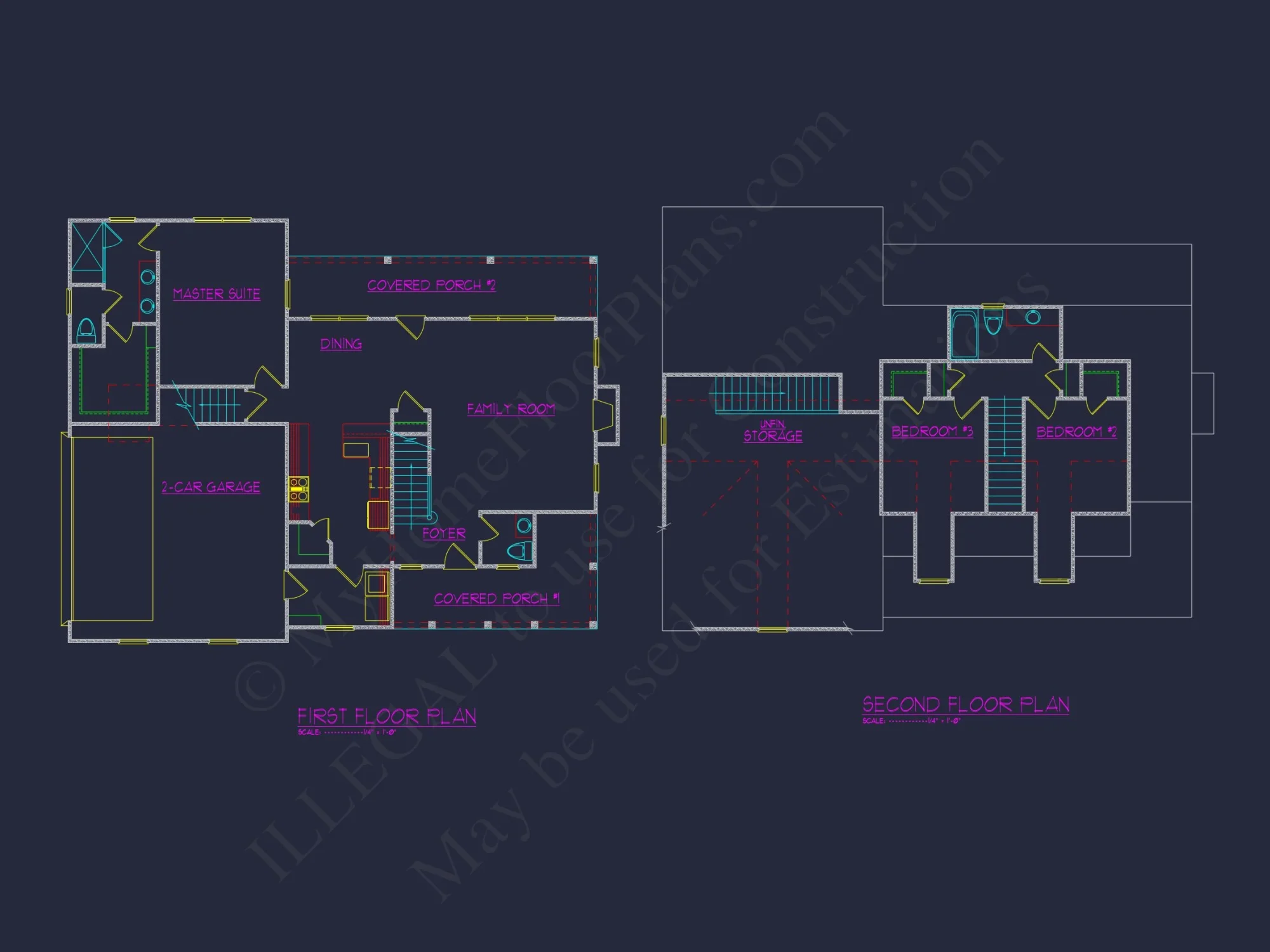 Colonial Farmhouse house Design with CAD Floor Plan Blueprints