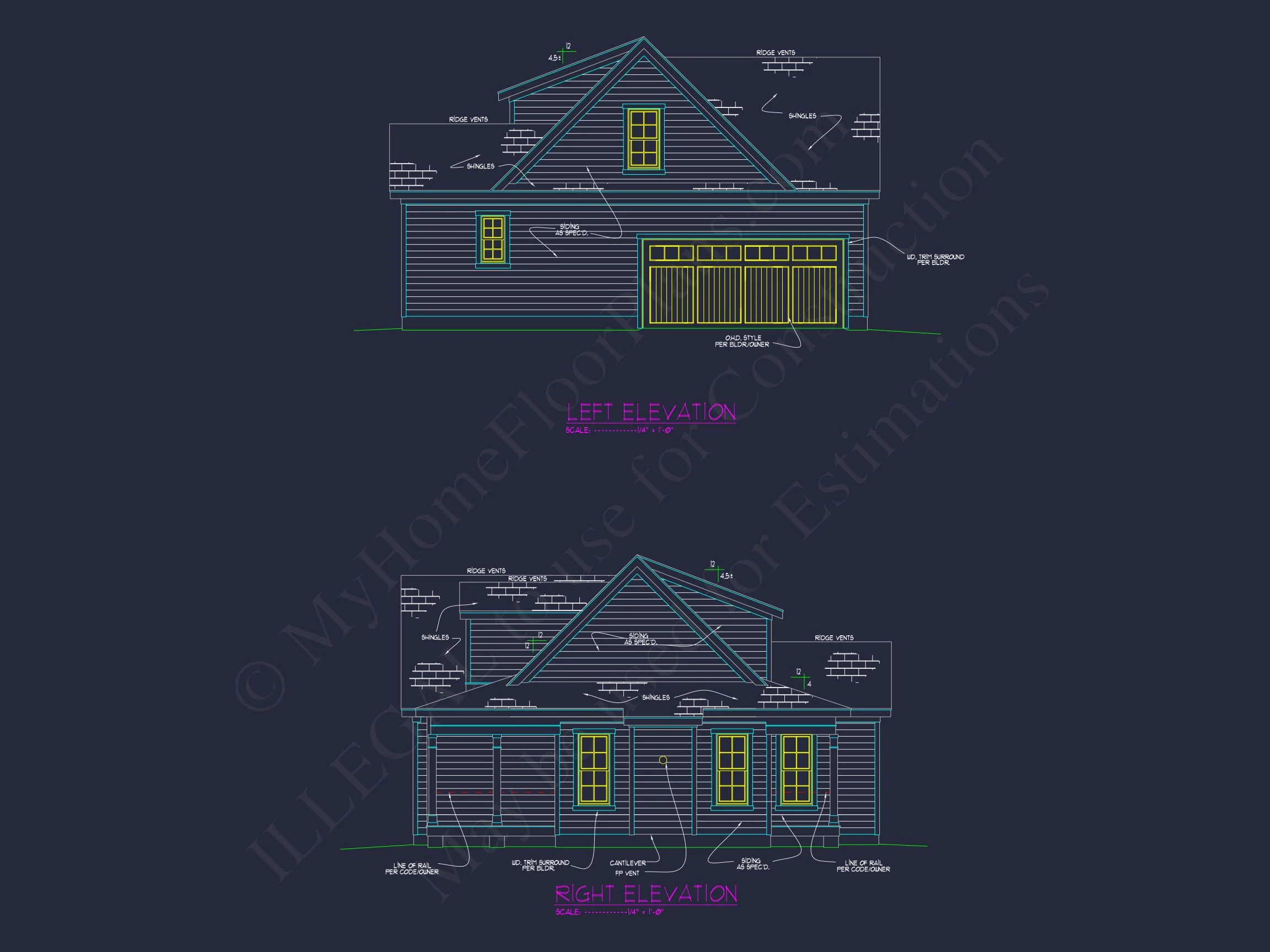Colonial Farmhouse house Design with CAD Floor Plan Blueprints