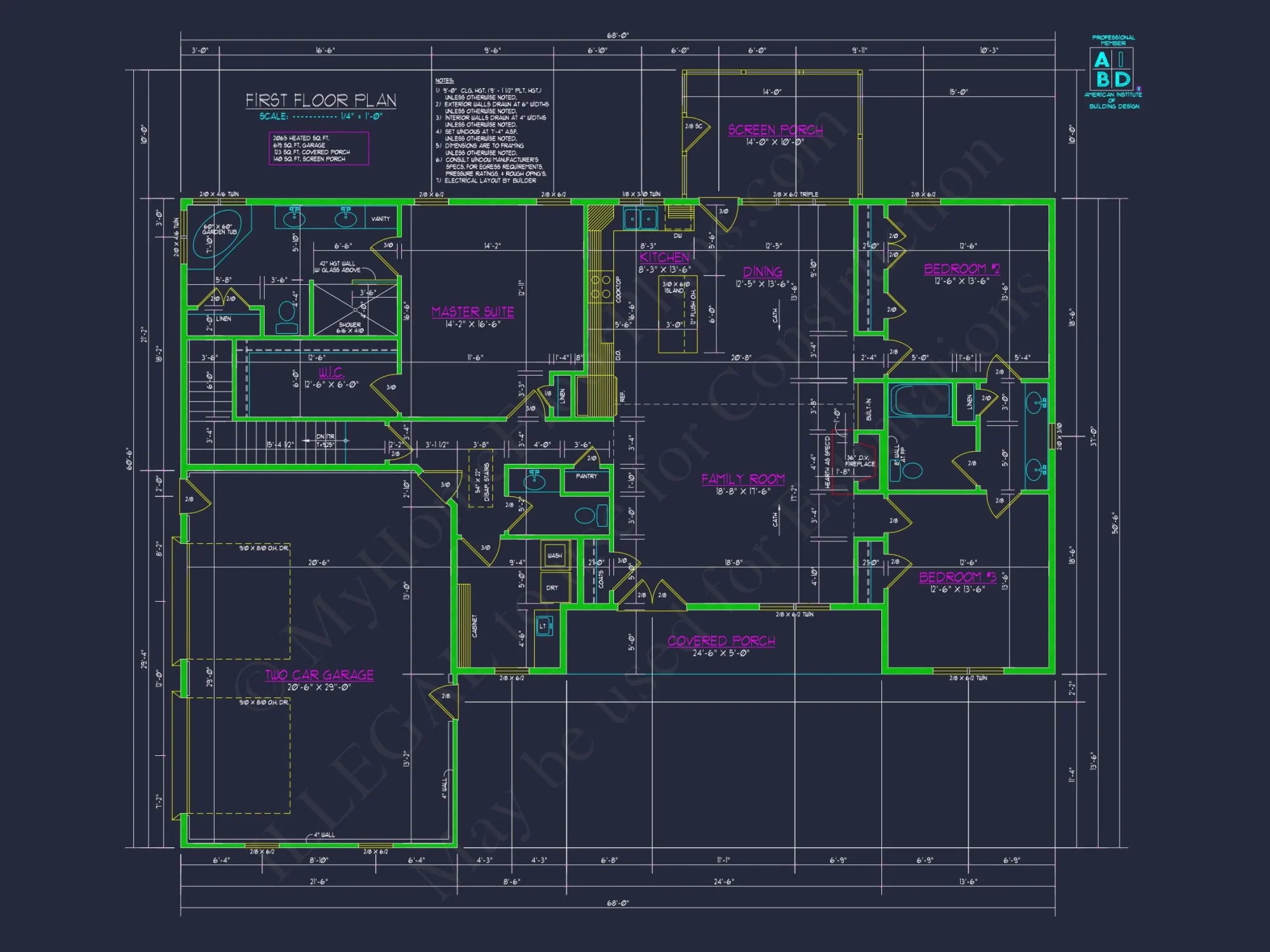 Modern house Plan with Open Floor Plan & CAD Designs