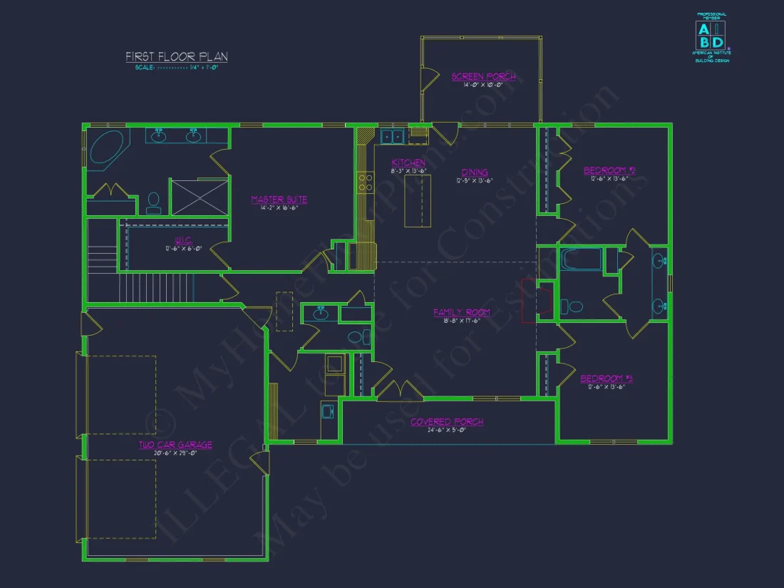Modern house Plan with Open Floor Plan & CAD Designs