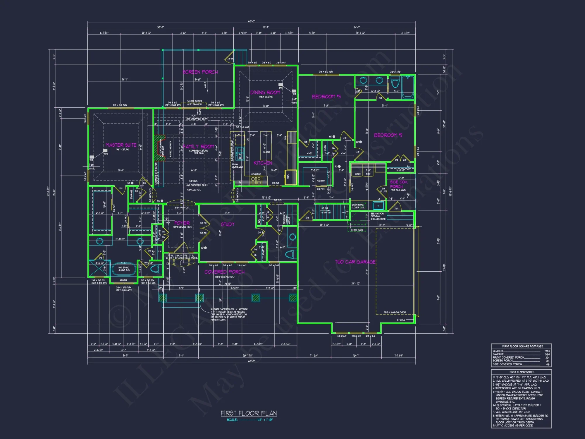 Beautiful house Plan with Craftsman Design & CAD Blueprints