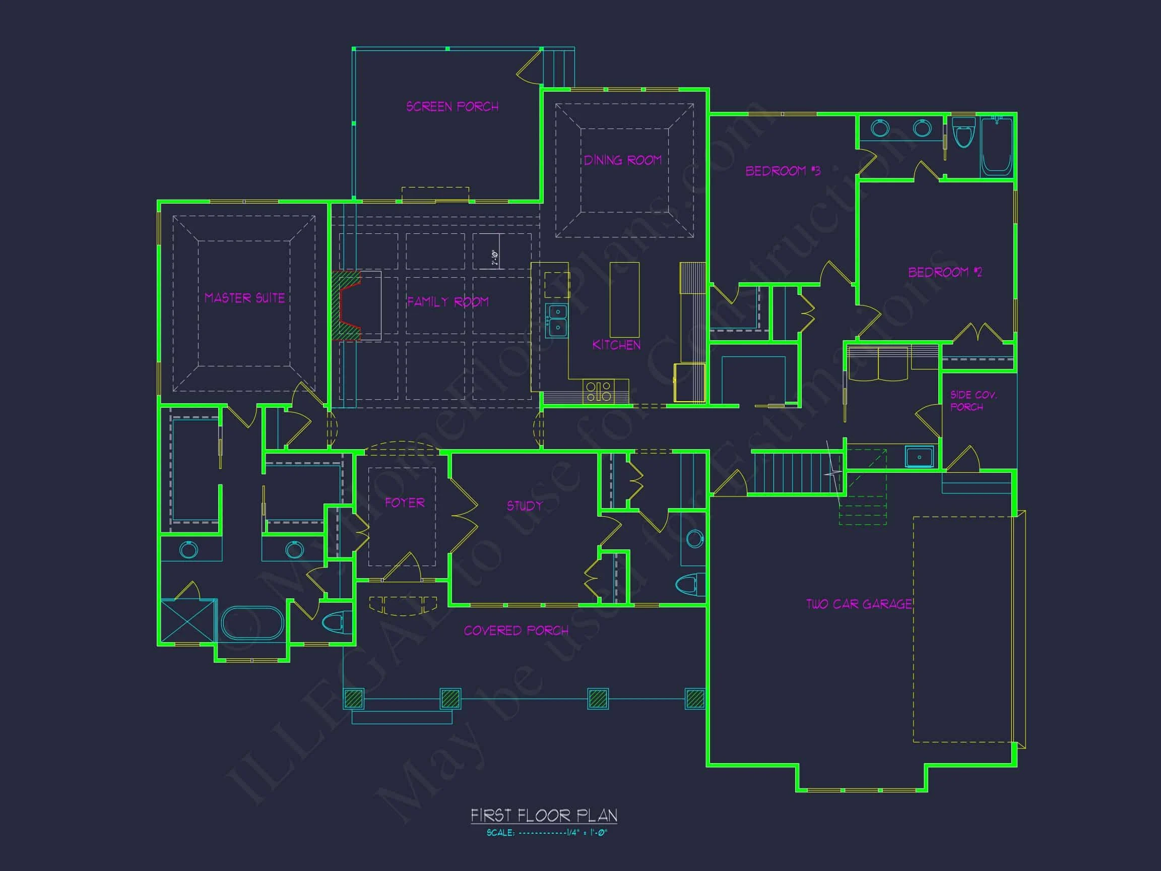 Beautiful house Plan with Craftsman Design & CAD Blueprints