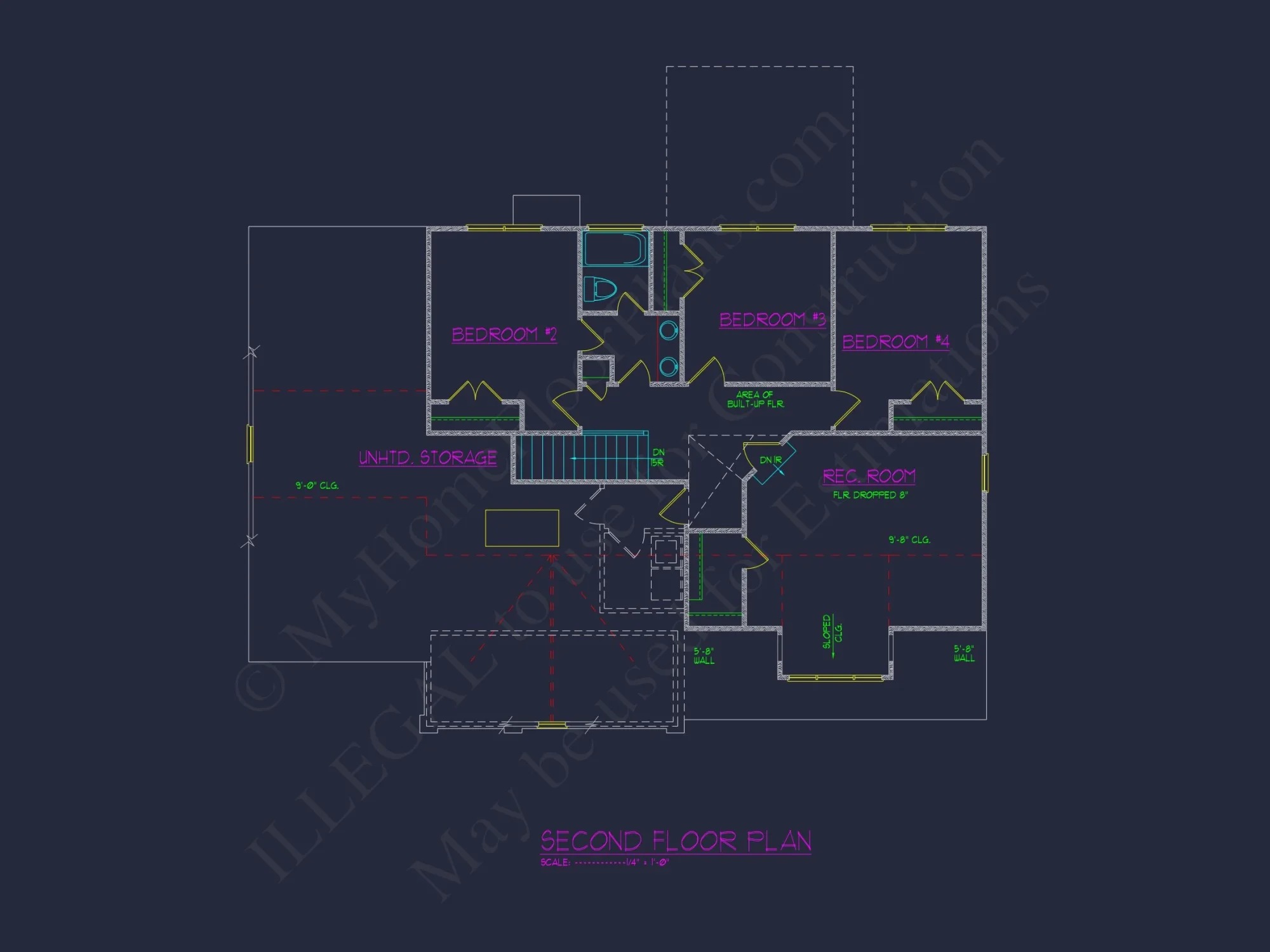 Elegant house Floor Plan: 2-Story CAD Design with 4 Bedrooms