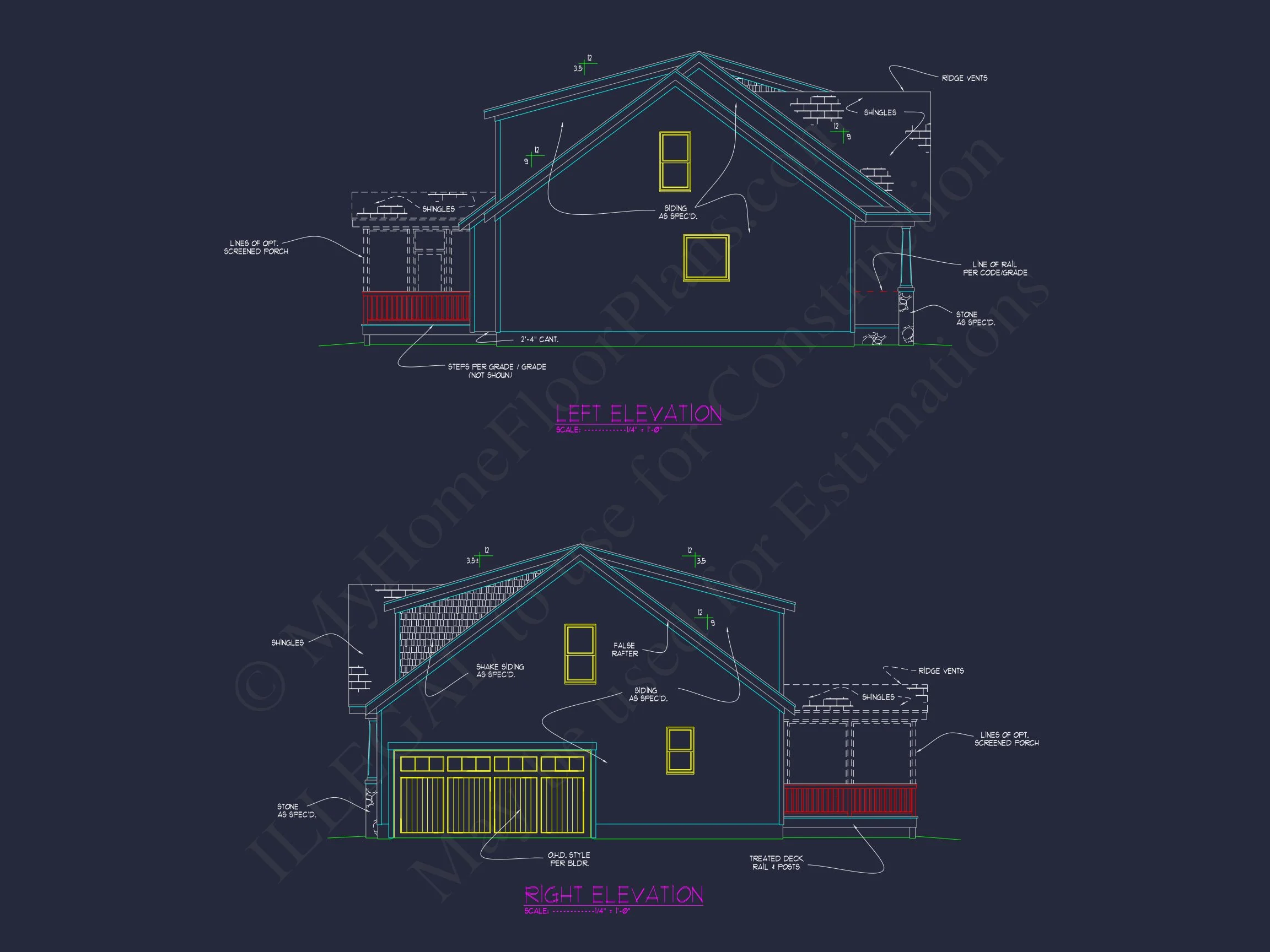 17-2146 HOUSE PLAN - Cottage Home Plan - 2-Bed, 2-Bath, 1,450 SF 5 Elegant house Floor Plan: 2-Story CAD Design with 4 Bedrooms