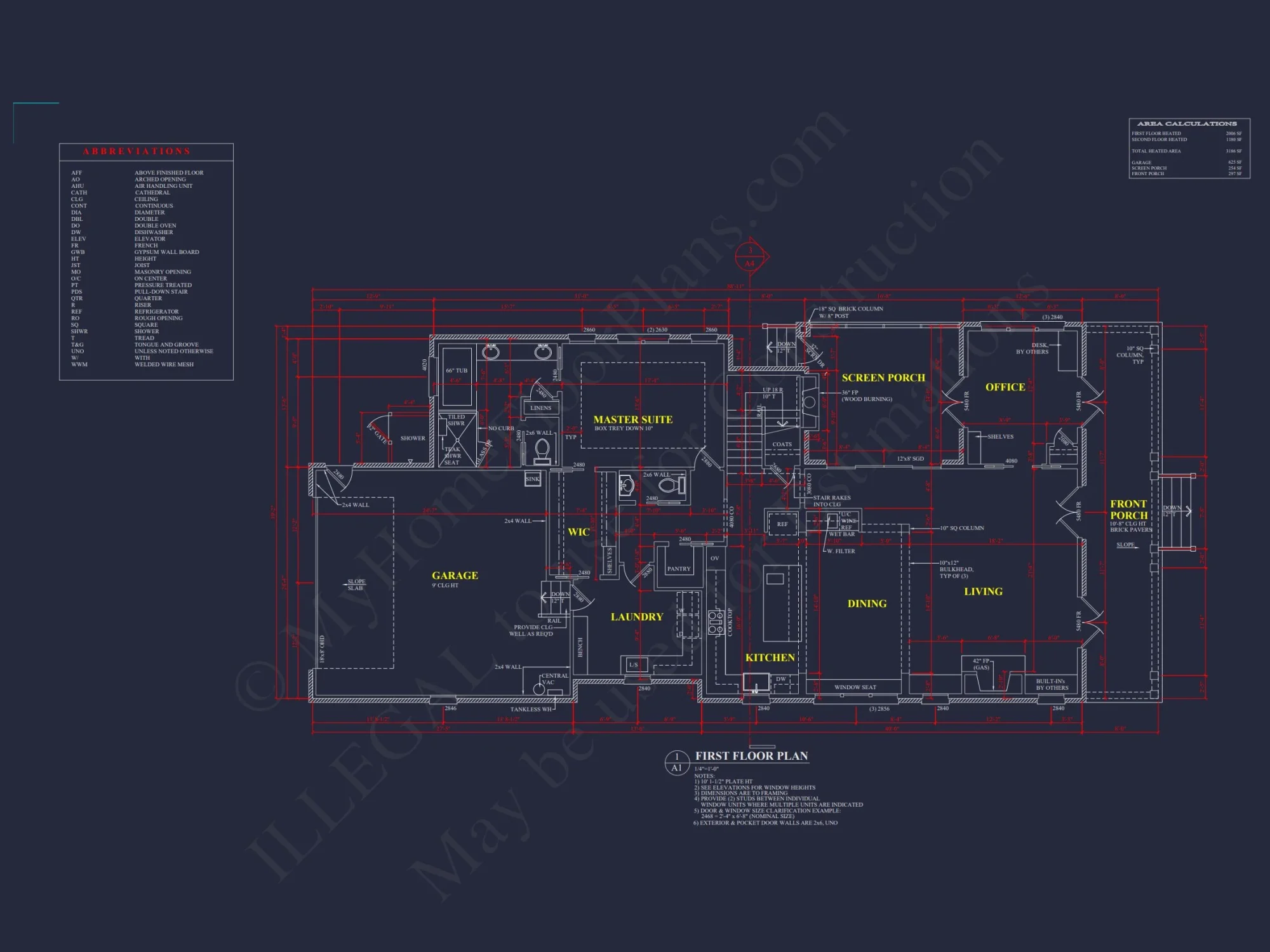 Modern Southern house Plan with Detailed CAD Architecture