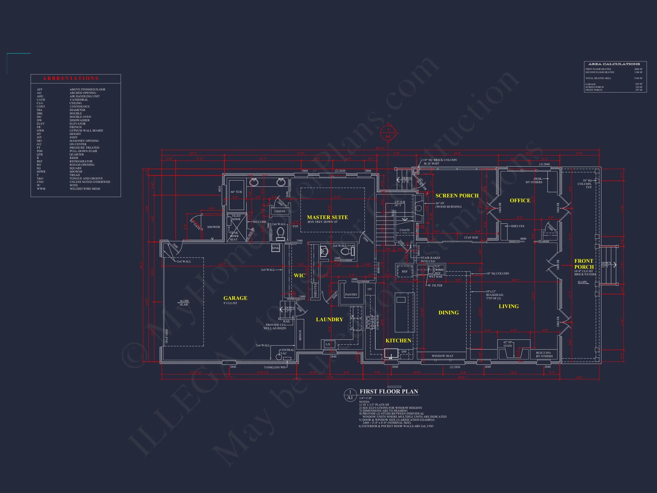 17-2080 HOUSE PLAN - Modern Farmhouse Plan - 3-Bed, 2.5-Bath, 2,150 SF 8 Modern Southern house Plan with Detailed CAD Architecture
