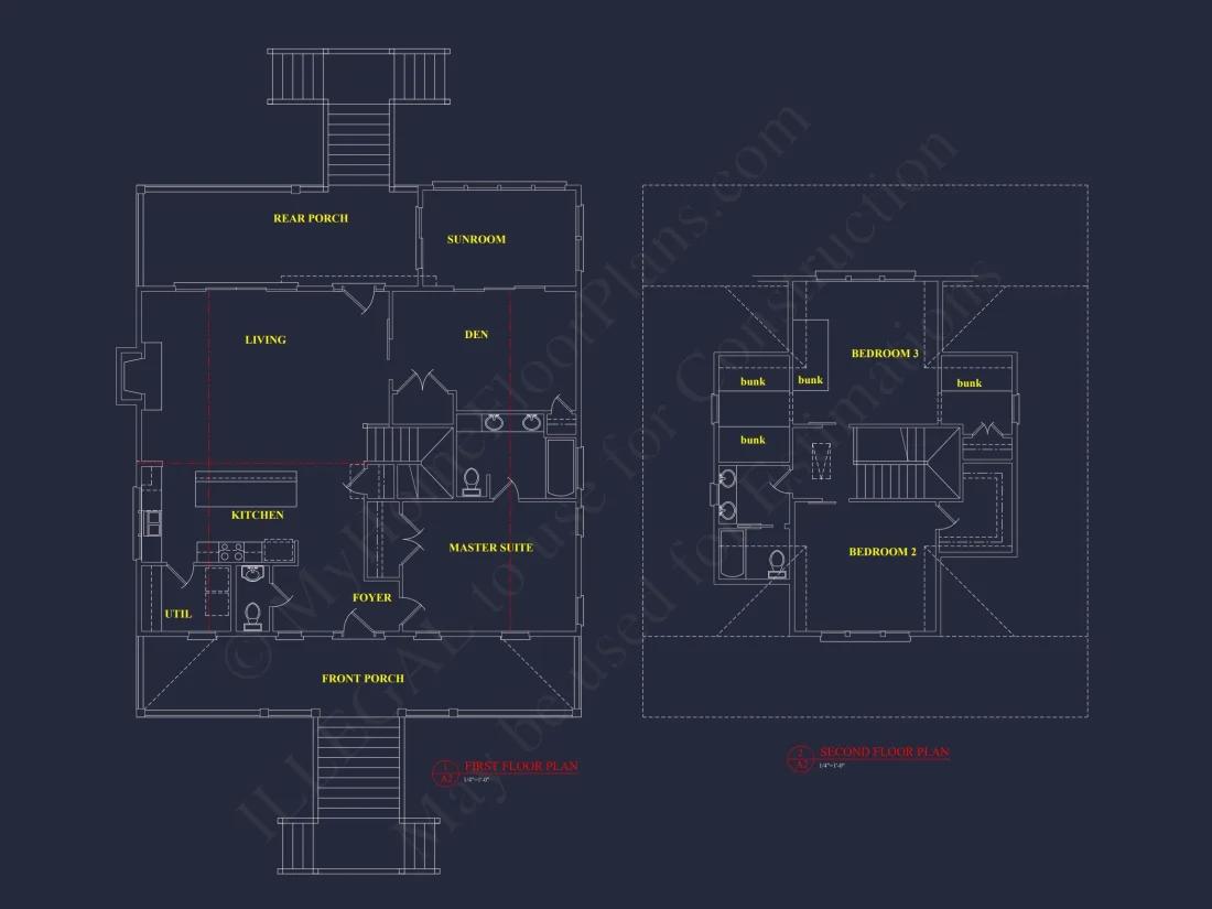 Charming 2-Story Cottage house Plan with 3 Bedrooms & CAD Designs