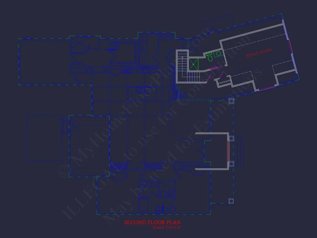 Traditional Craftsman house Plan with Bonus Room and Open Floor Plan