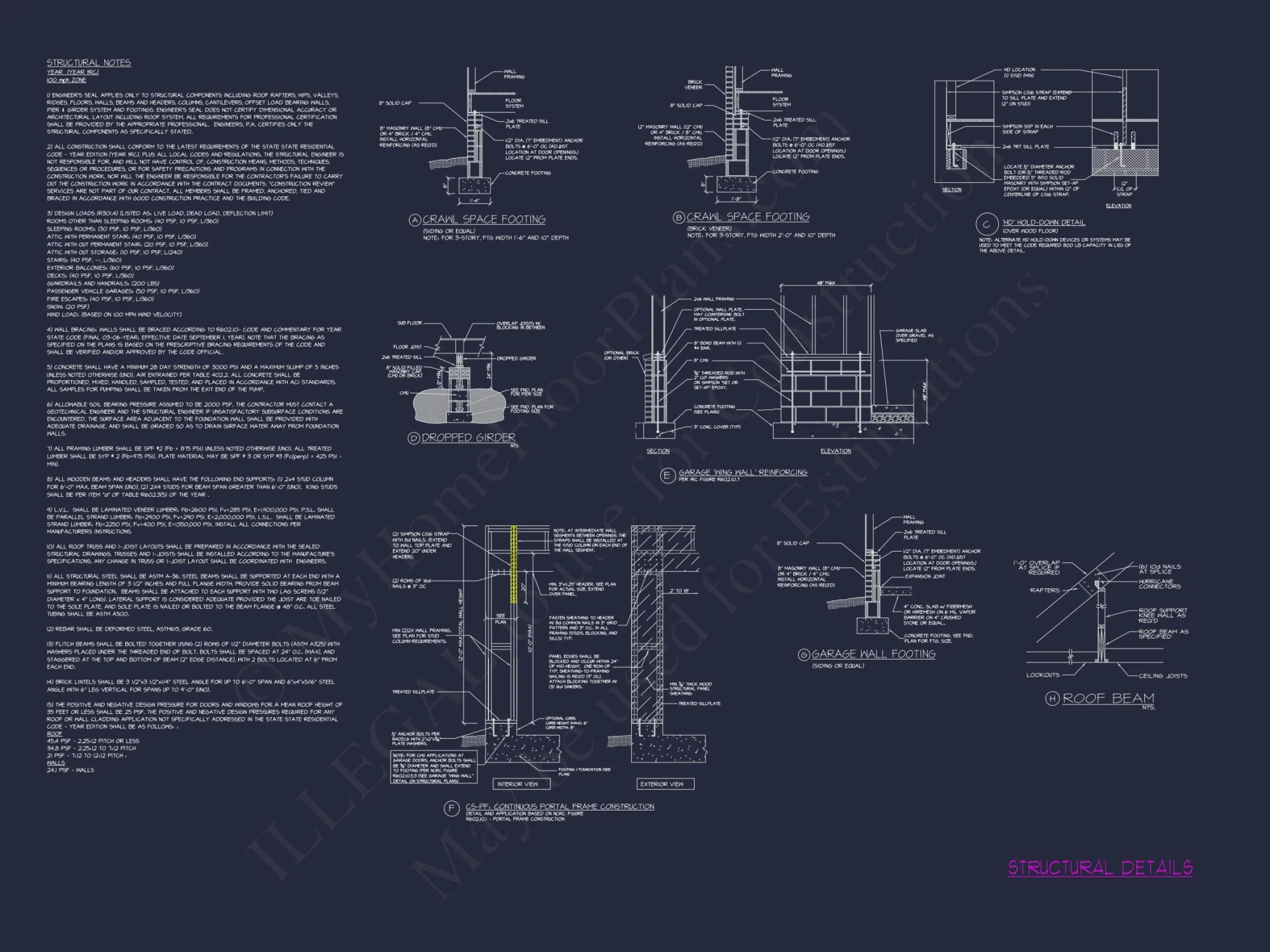 Craftsman house Floor Plan with Detached Garage and CAD Designs