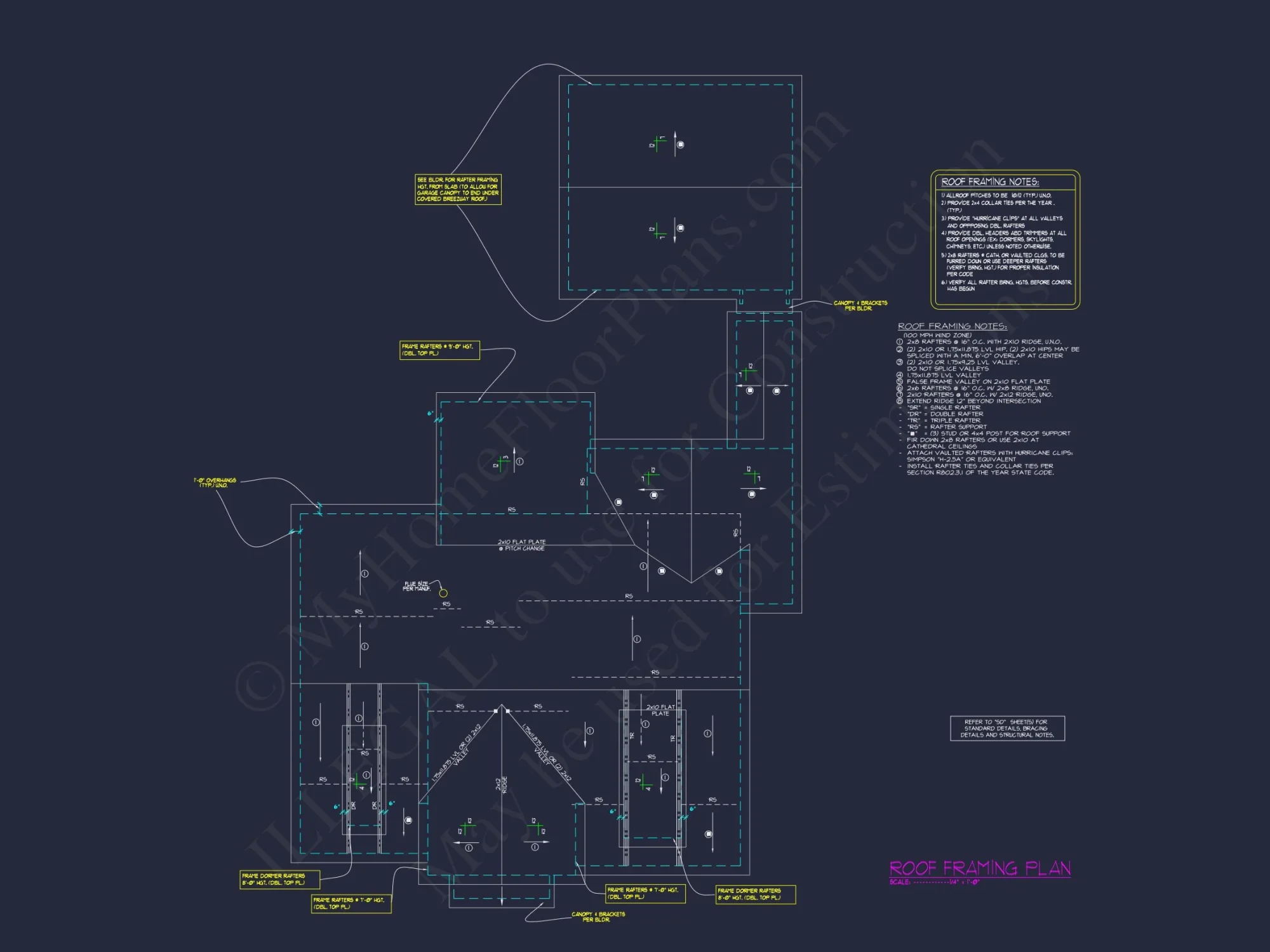Craftsman house Floor Plan with Detached Garage and CAD Designs