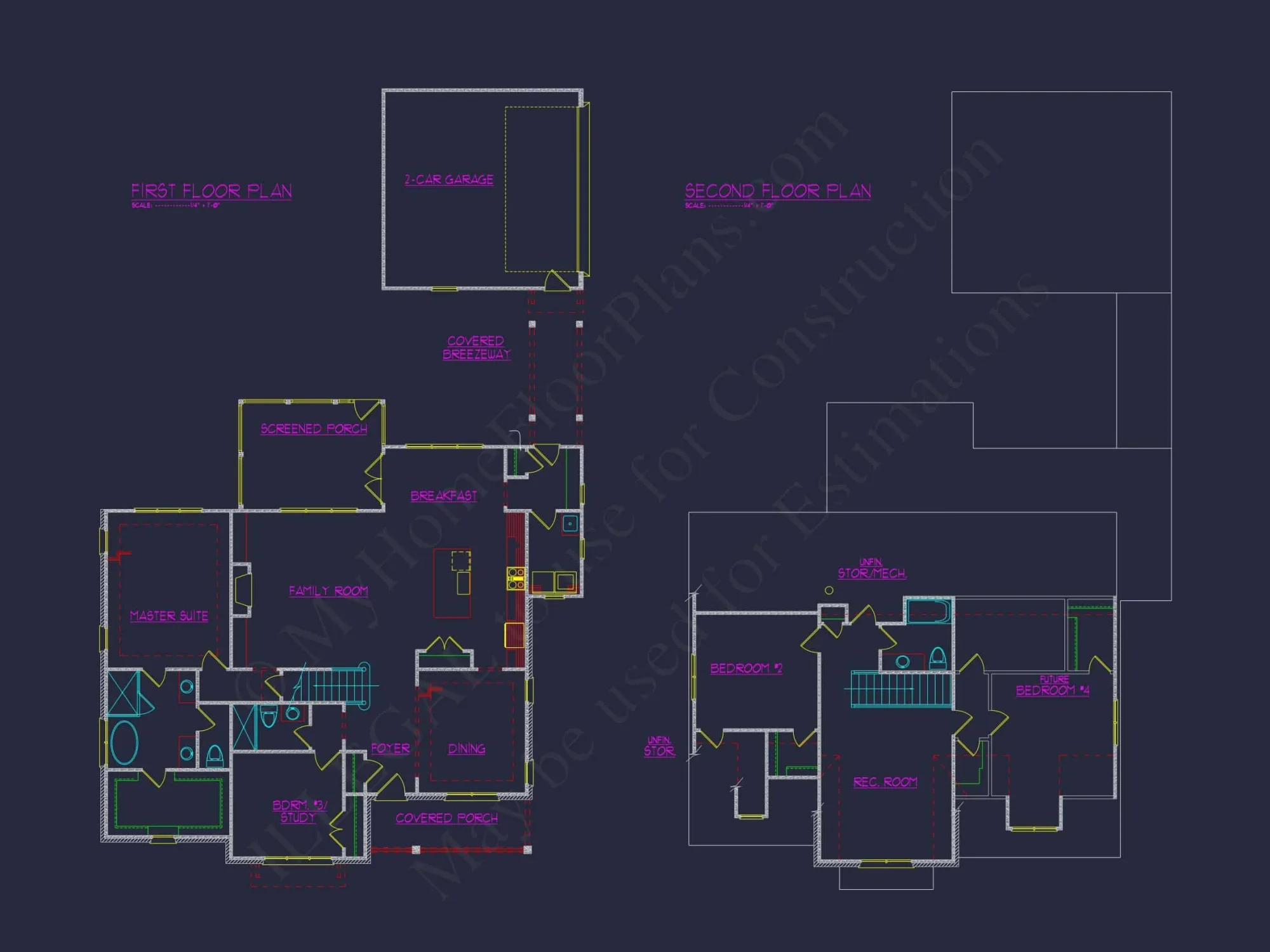 Craftsman house Floor Plan with Detached Garage and CAD Designs