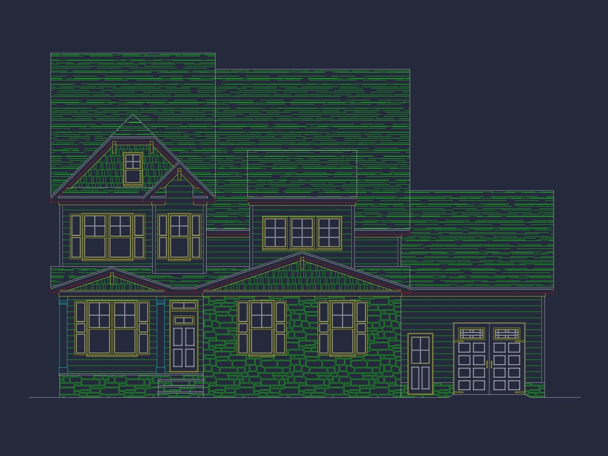 Craftsman house Design Plan with 3 Bedrooms & CAD Blueprints