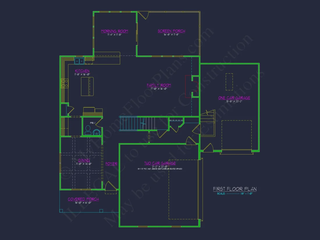 Craftsman house Design Plan with 3 Bedrooms & CAD Blueprints
