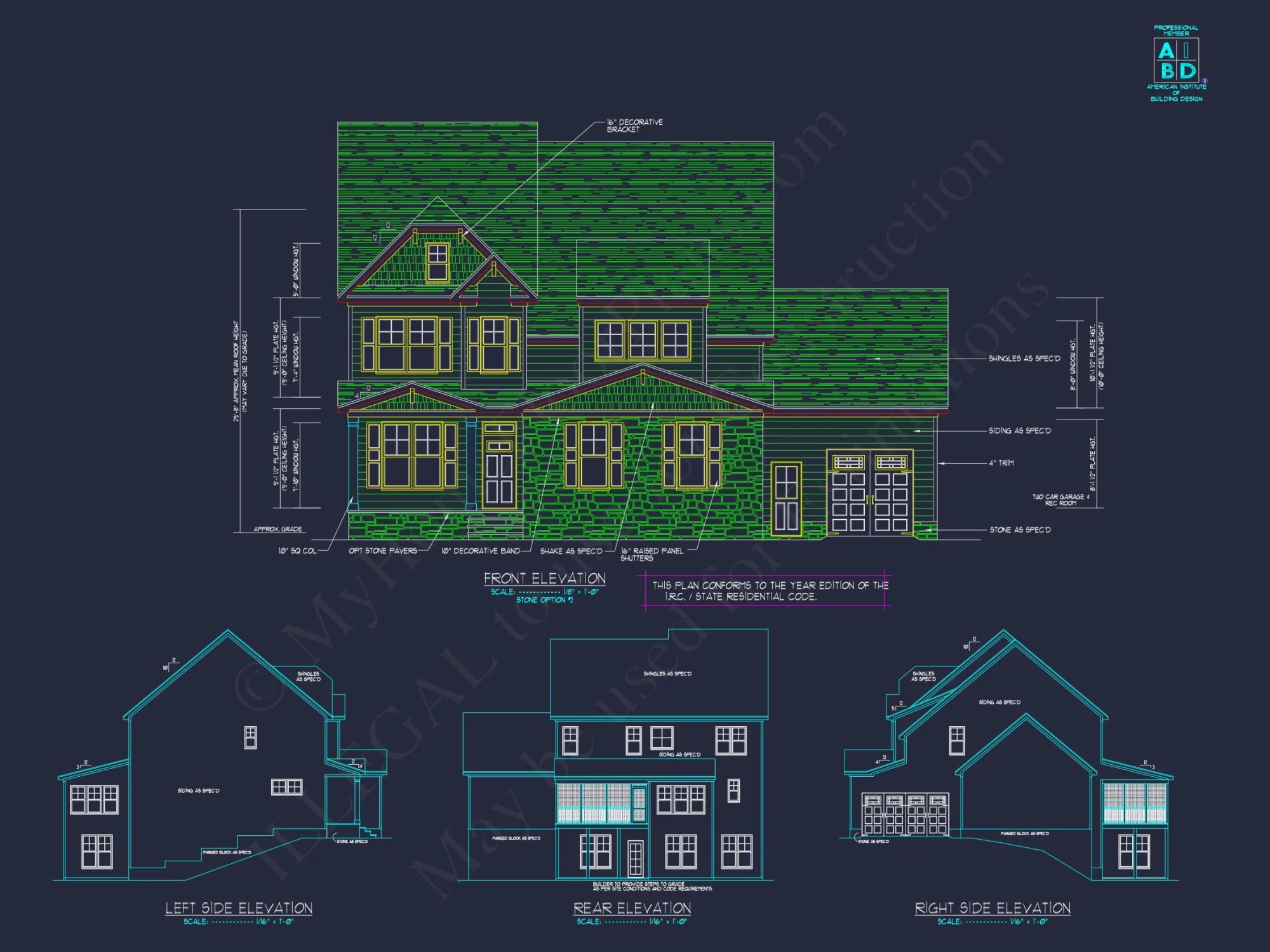 Craftsman house Design Plan with 3 Bedrooms & CAD Blueprints