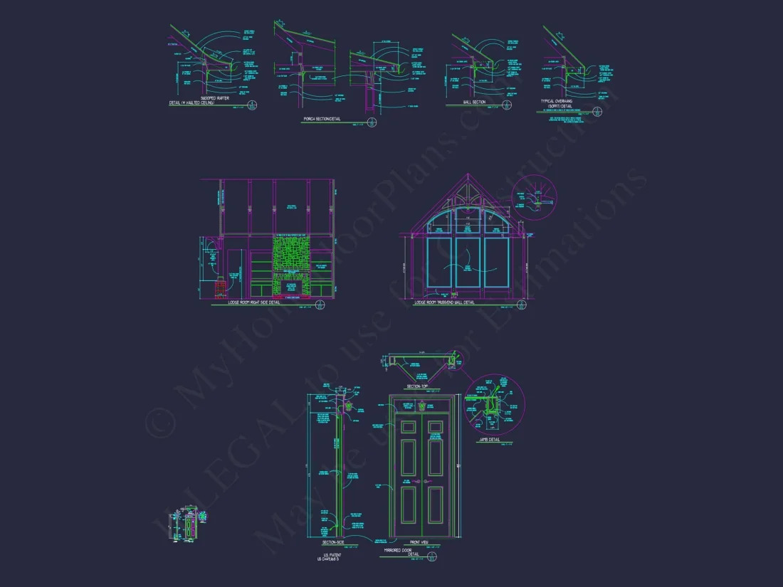 Elegant Craftsman house Plan with Detailed Floor Designs and CAD