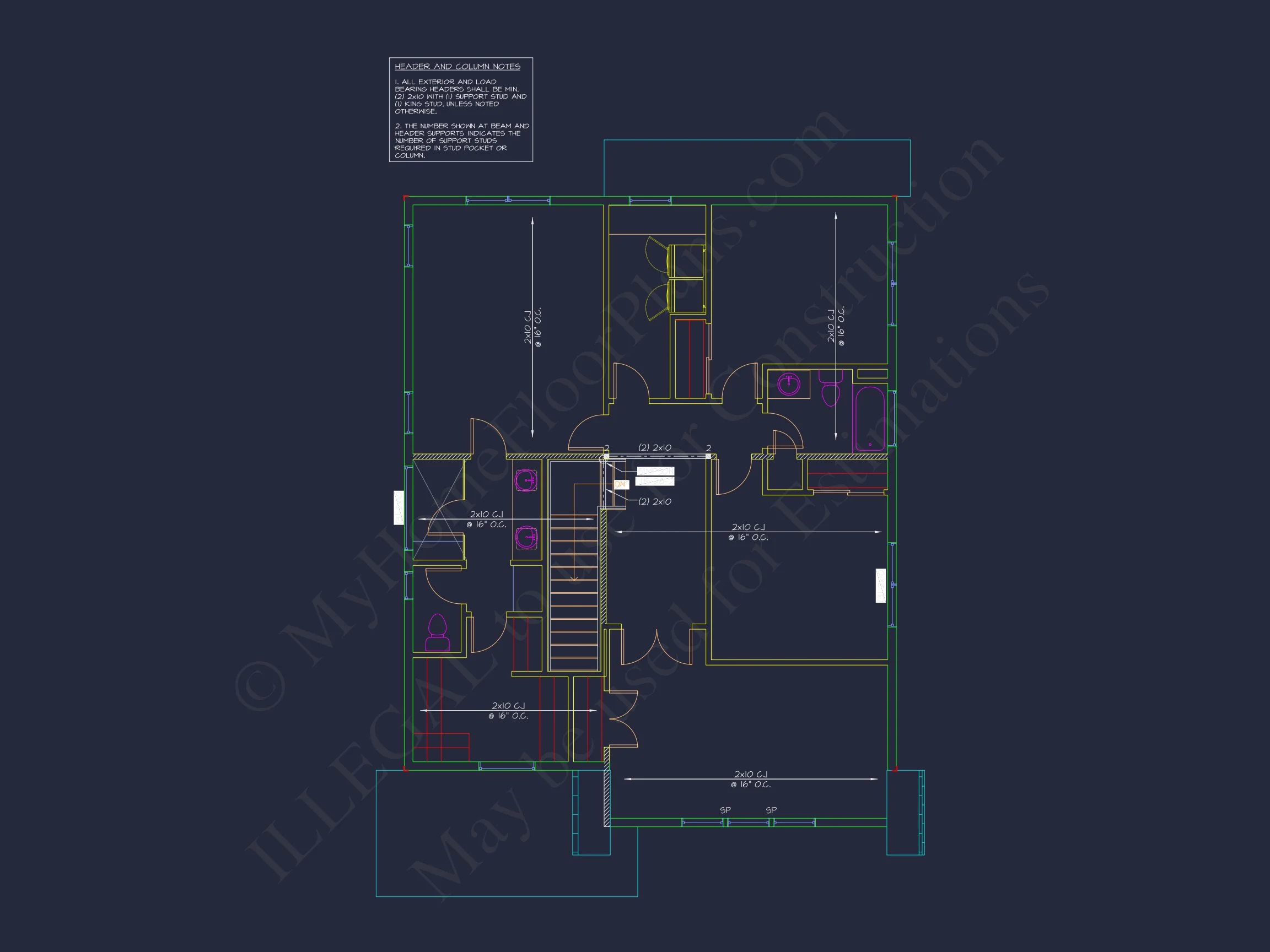 Modern Suburban house Plan with 2-Story CAD Blueprint Designs