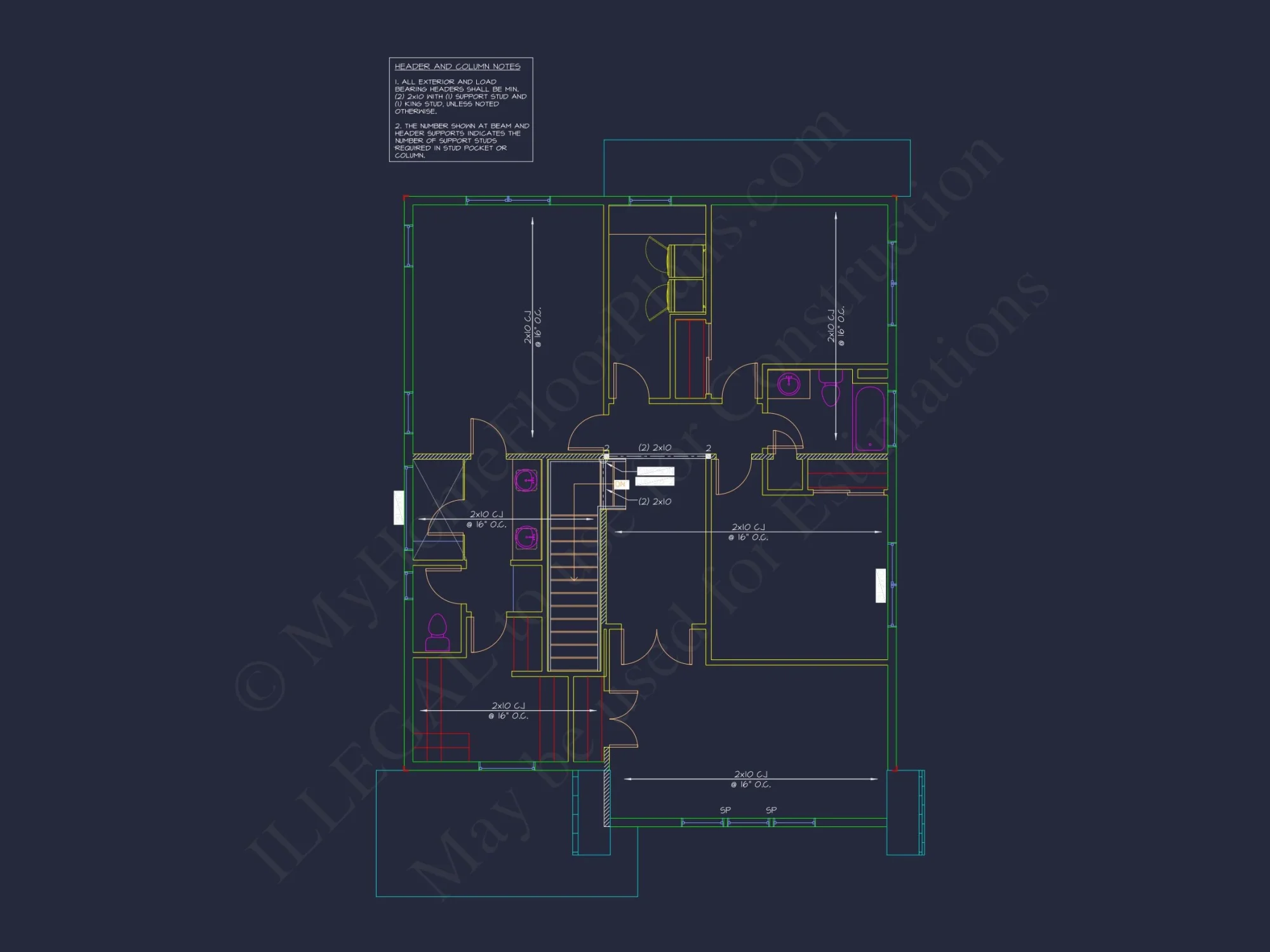 Modern Suburban house Plan with 2-Story CAD Blueprint Designs