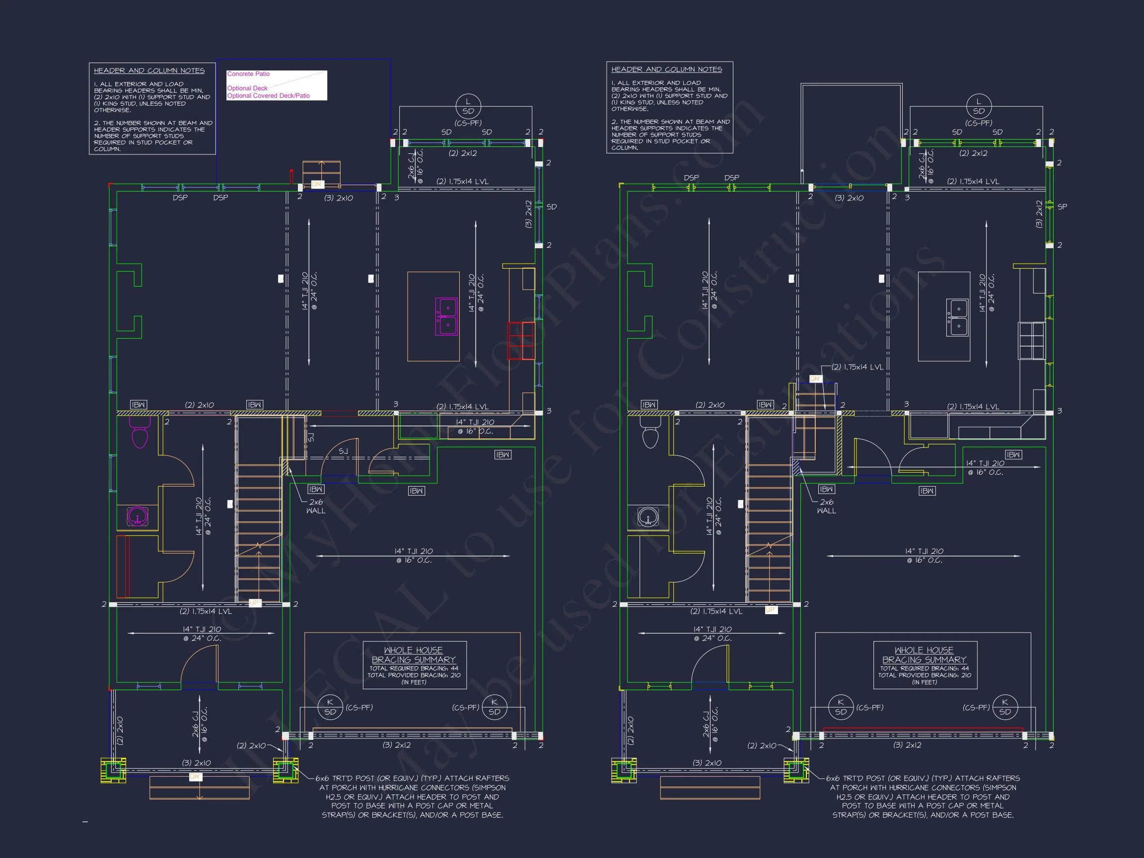 Modern Suburban house Plan with 2-Story CAD Blueprint Designs