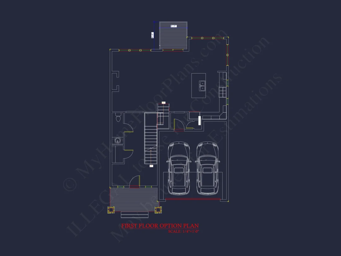 Modern Suburban house Plan with 2-Story CAD Blueprint Designs