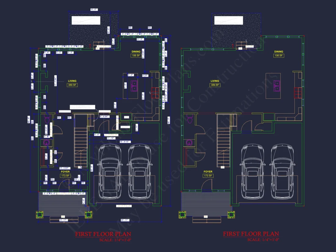 Modern Suburban house Plan with 2-Story CAD Blueprint Designs