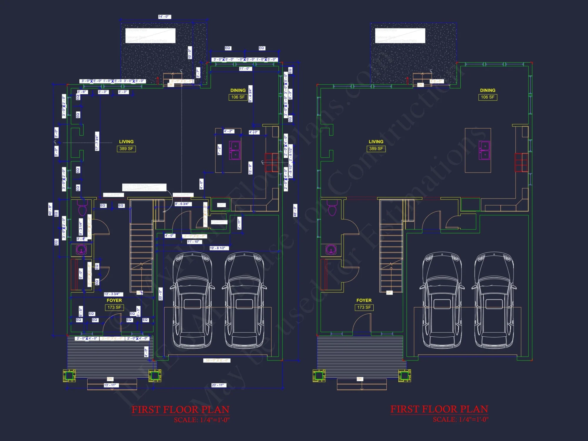 Modern Suburban house Plan with 2-Story CAD Blueprint Designs