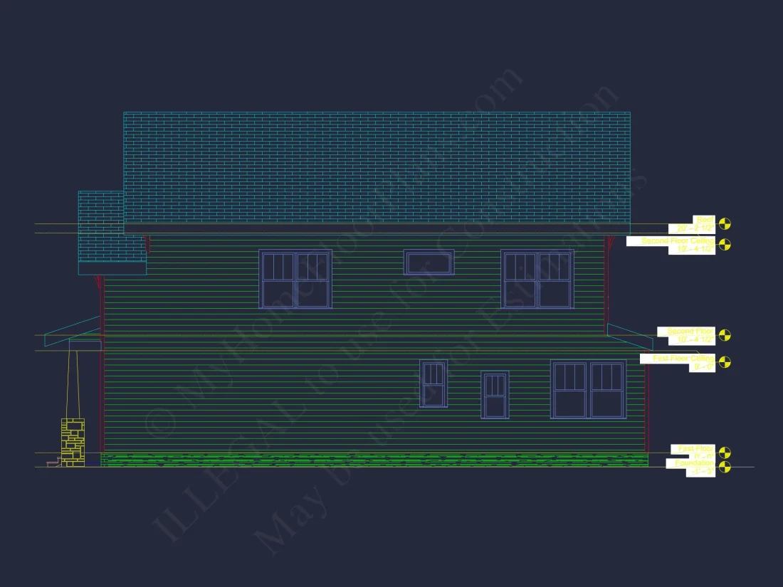 Modern Suburban house Plan with 2-Story CAD Blueprint Designs