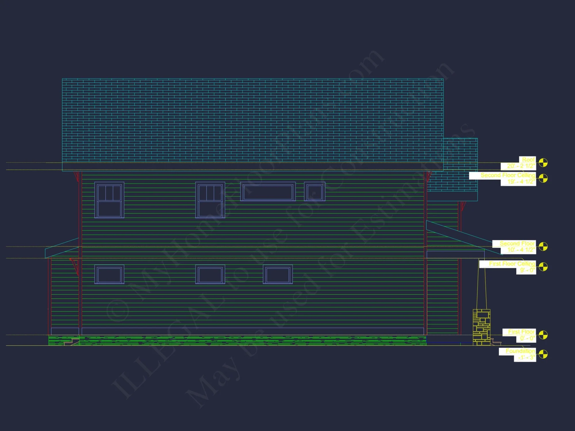 Modern Suburban house Plan with 2-Story CAD Blueprint Designs