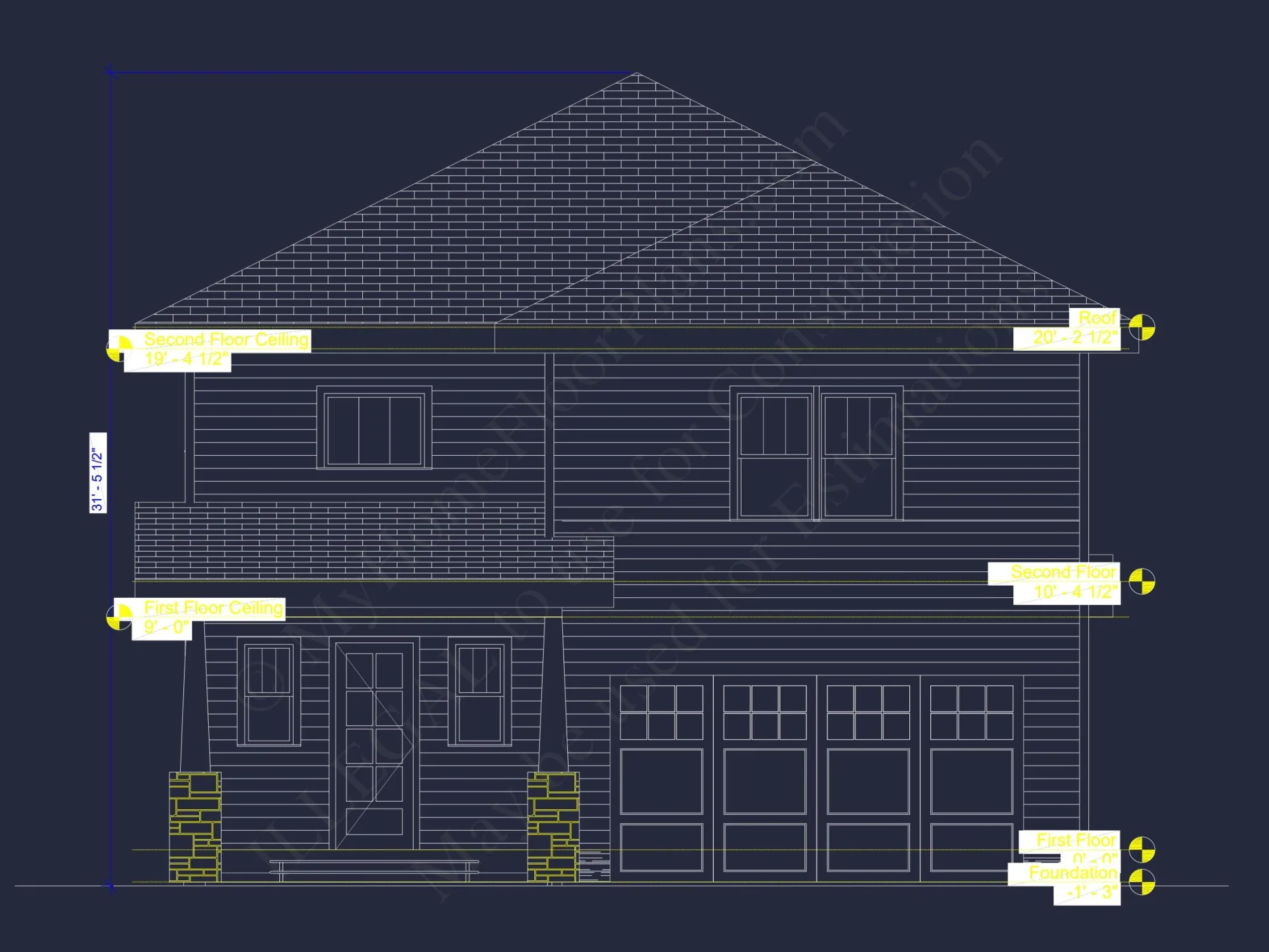 Modern Suburban house Plan with 2-Story CAD Blueprint Designs