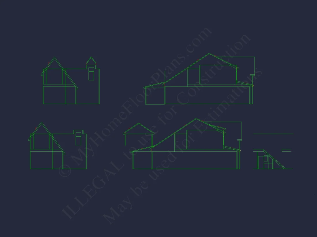 Craftsman house Floor Plan with 2 Stories and CAD Blueprint Designs