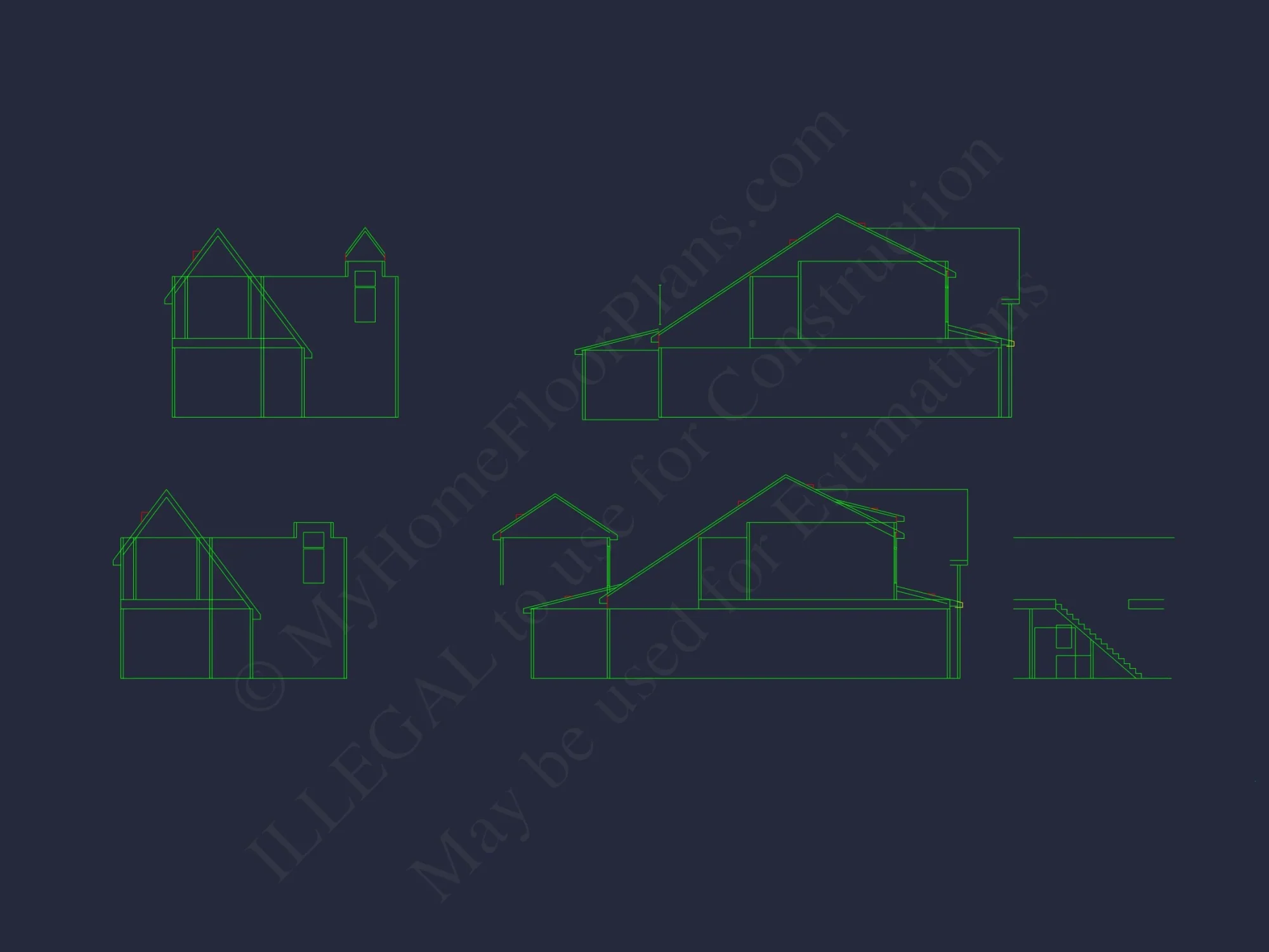 Craftsman house Floor Plan with 2 Stories and CAD Blueprint Designs