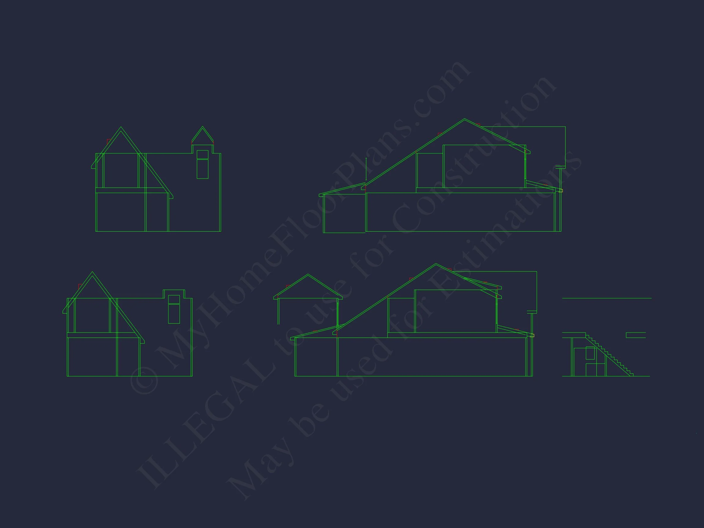 Craftsman house Floor Plan with 2 Stories and CAD Blueprint Designs