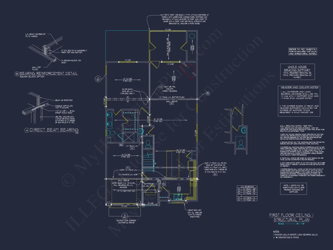 Craftsman house Floor Plan with 2 Stories and CAD Blueprint Designs