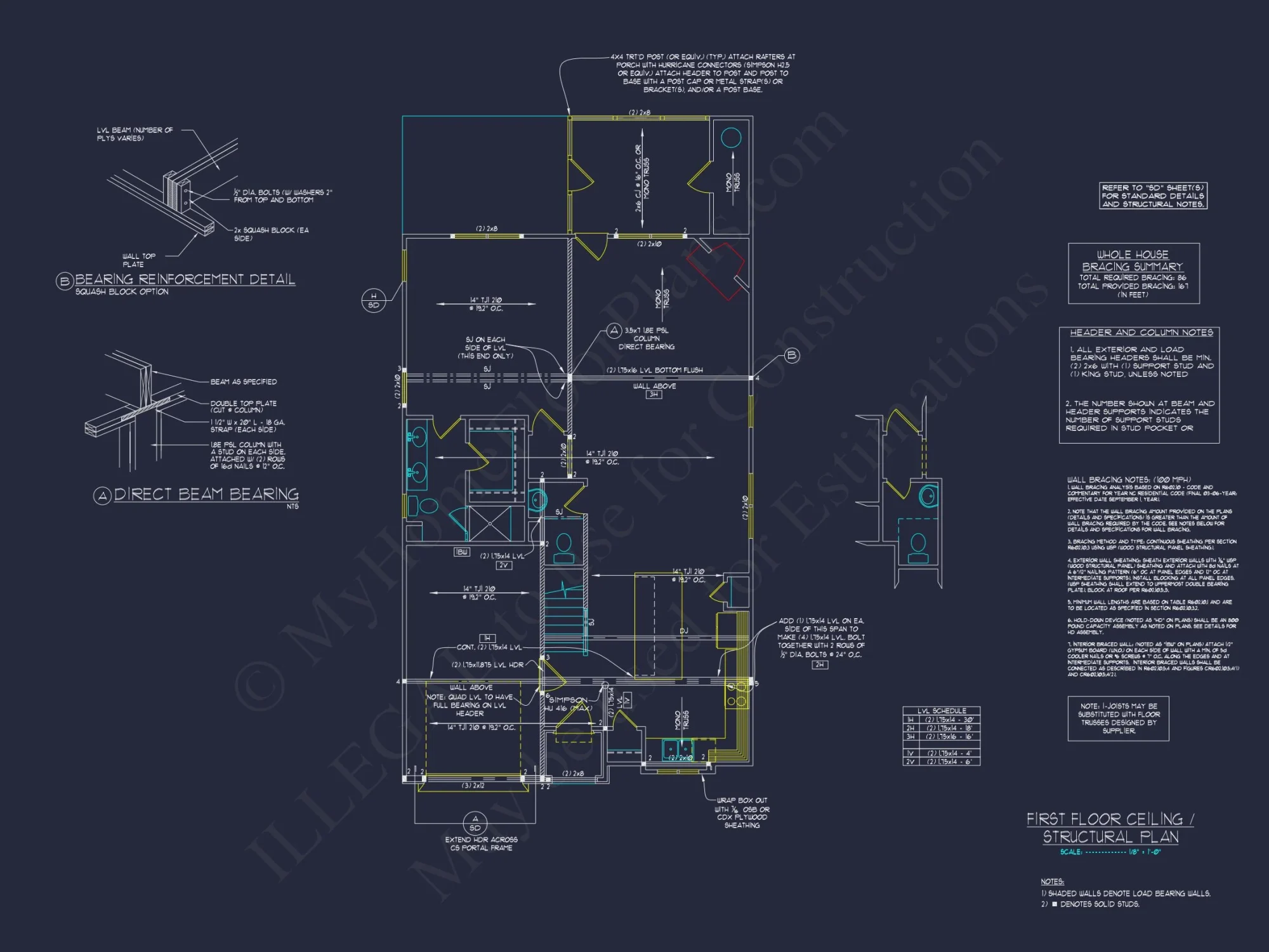 Craftsman house Floor Plan with 2 Stories and CAD Blueprint Designs
