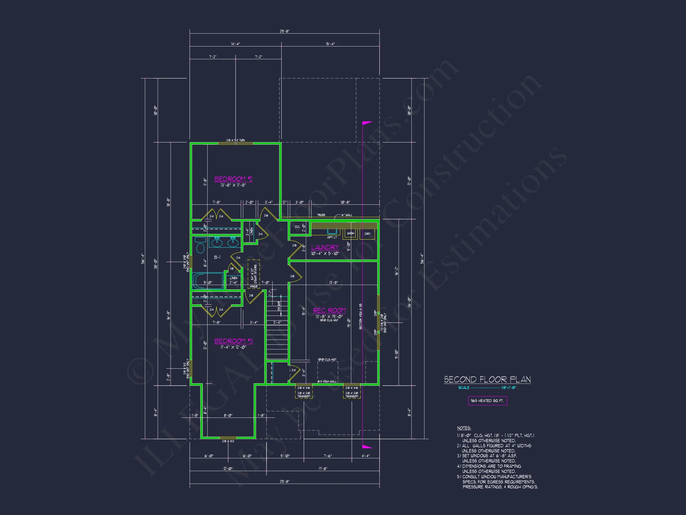 Craftsman house Floor Plan with 2 Stories and CAD Blueprint Designs