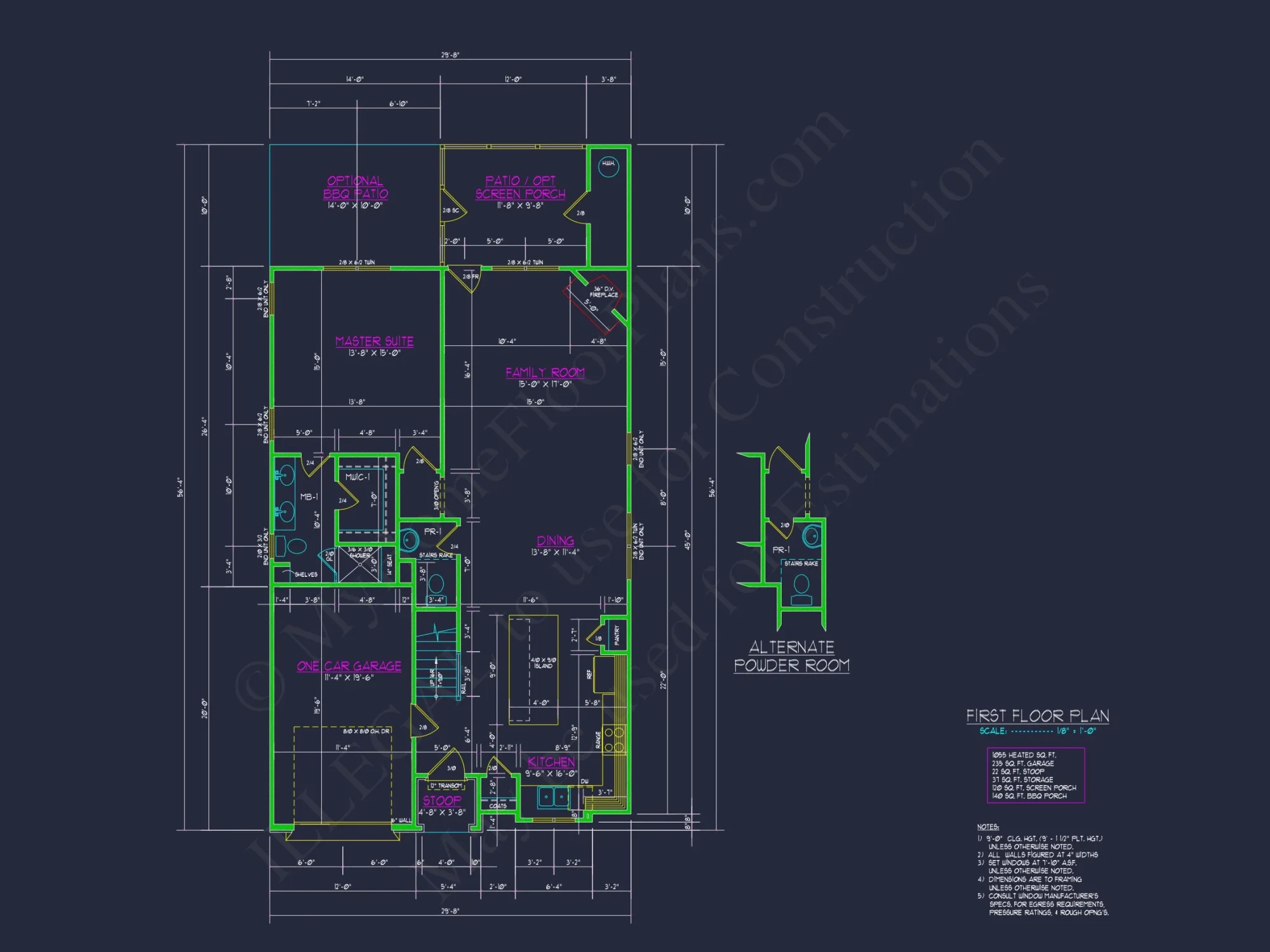 Craftsman house Floor Plan with 2 Stories and CAD Blueprint Designs