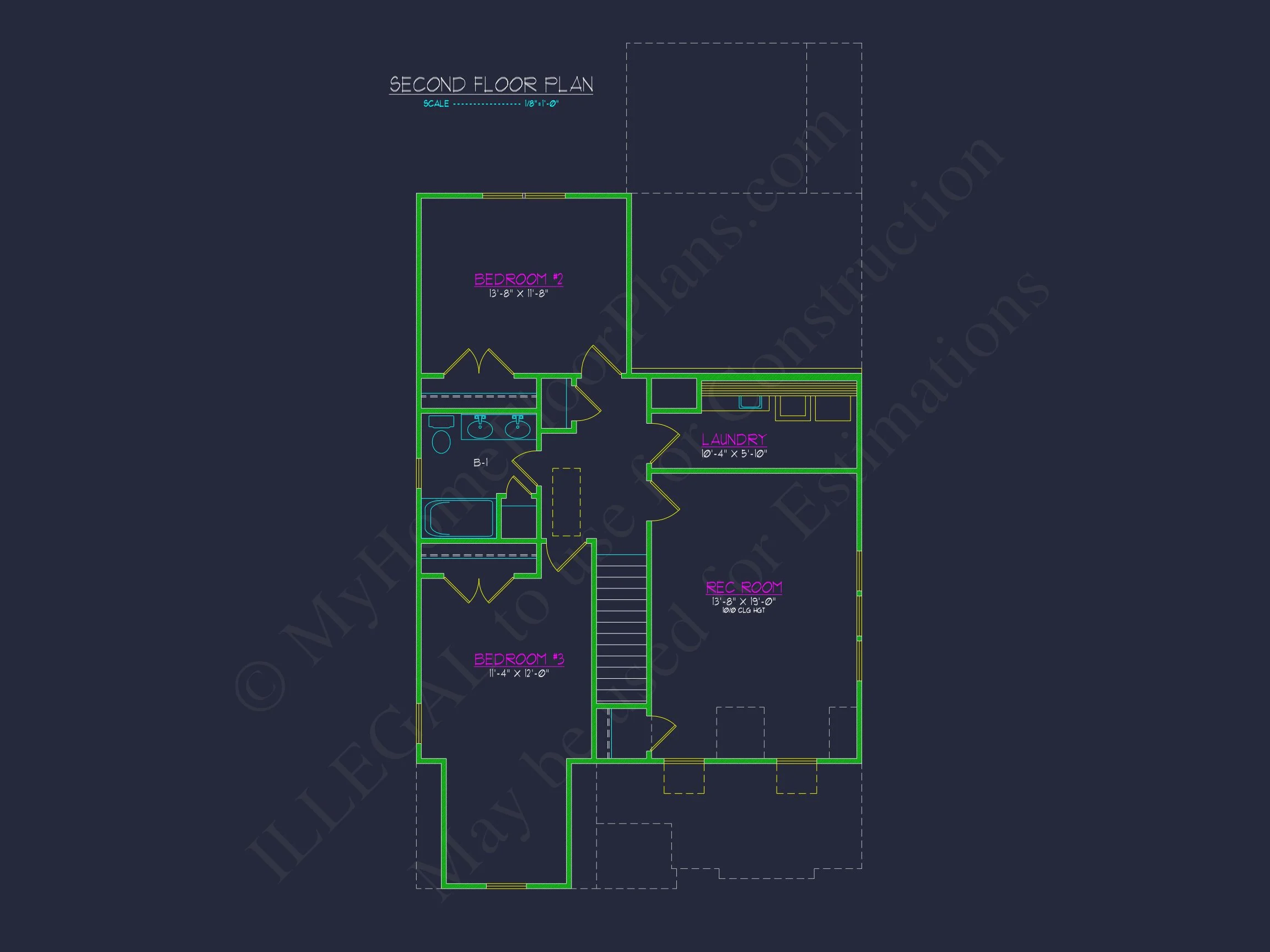 Craftsman house Floor Plan with 2 Stories and CAD Blueprint Designs