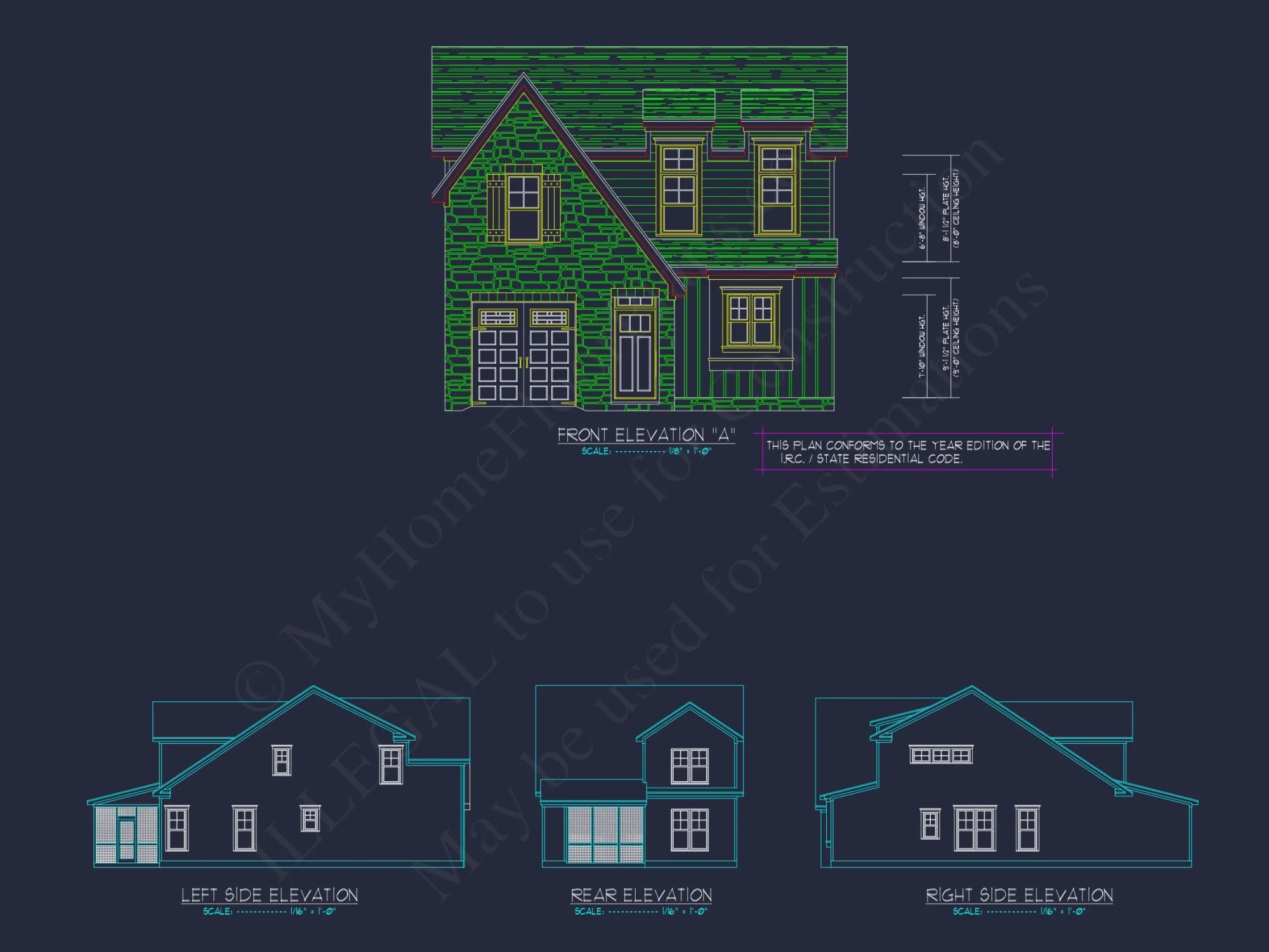Craftsman house Floor Plan with 2 Stories and CAD Blueprint Designs