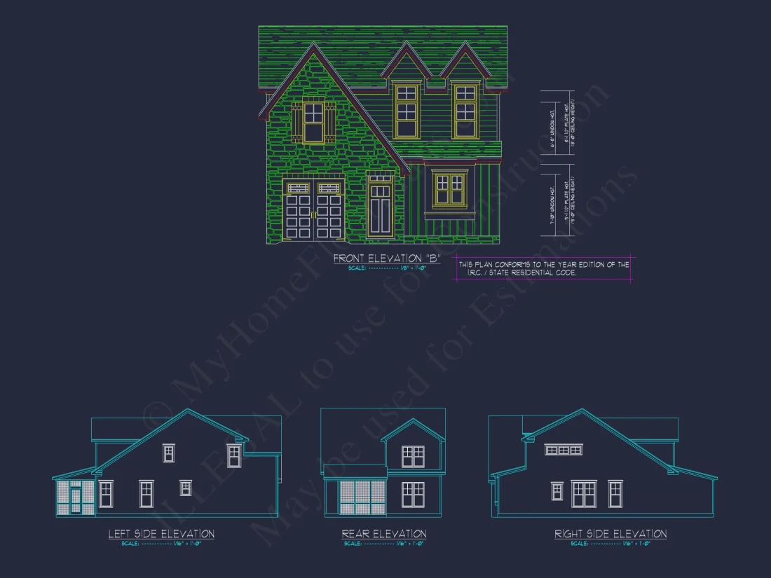 Craftsman house Floor Plan with 2 Stories and CAD Blueprint Designs
