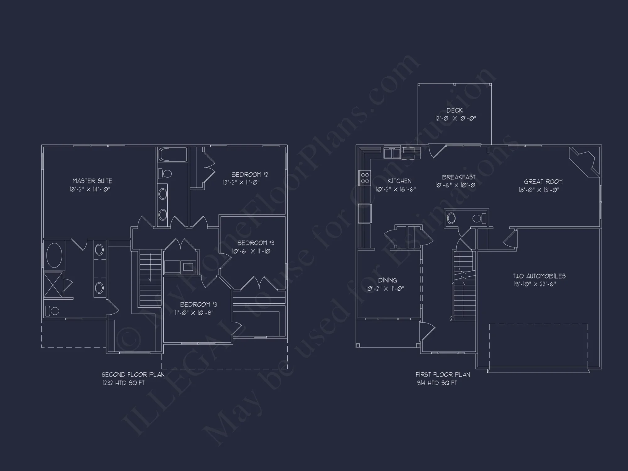 Customizable house Plan with 2-Story Design and CAD Blueprint